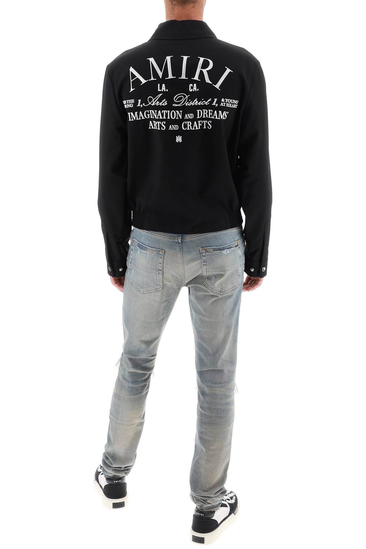 Shop Amiri Blouson Jacket With Arts District Embroidery In Black