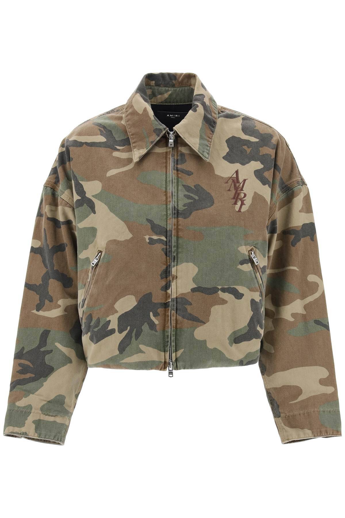 Shop Amiri "workwear Style Camouflage Jacket In Khaki