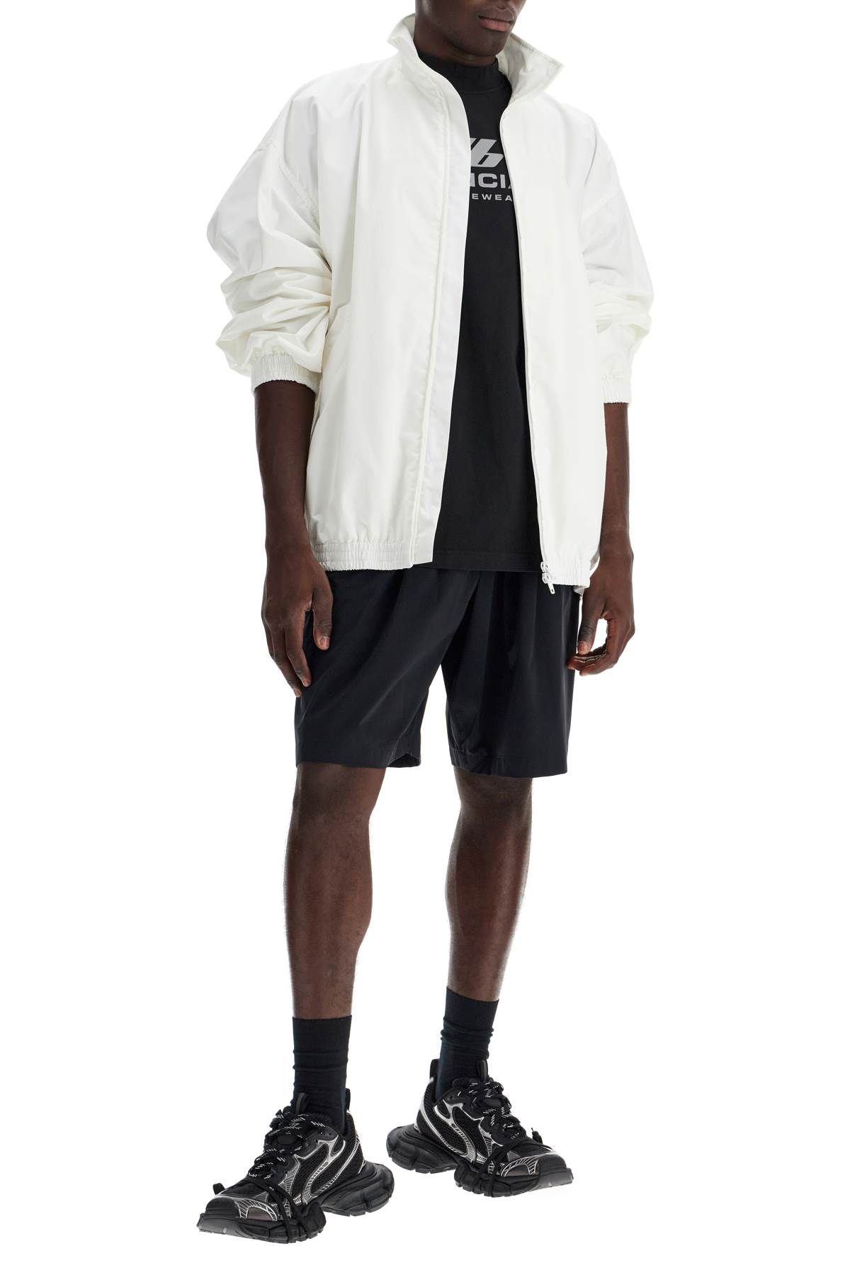 Shop Balenciaga Track Jacket With New Tape Logo In White