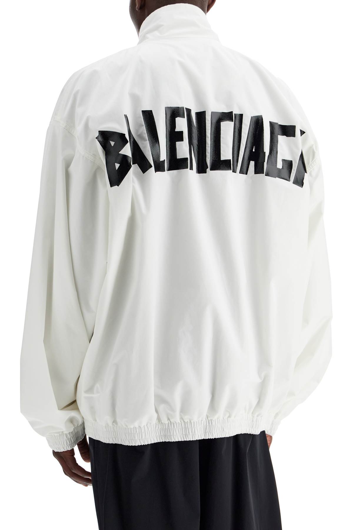 Shop Balenciaga Track Jacket With New Tape Logo In White