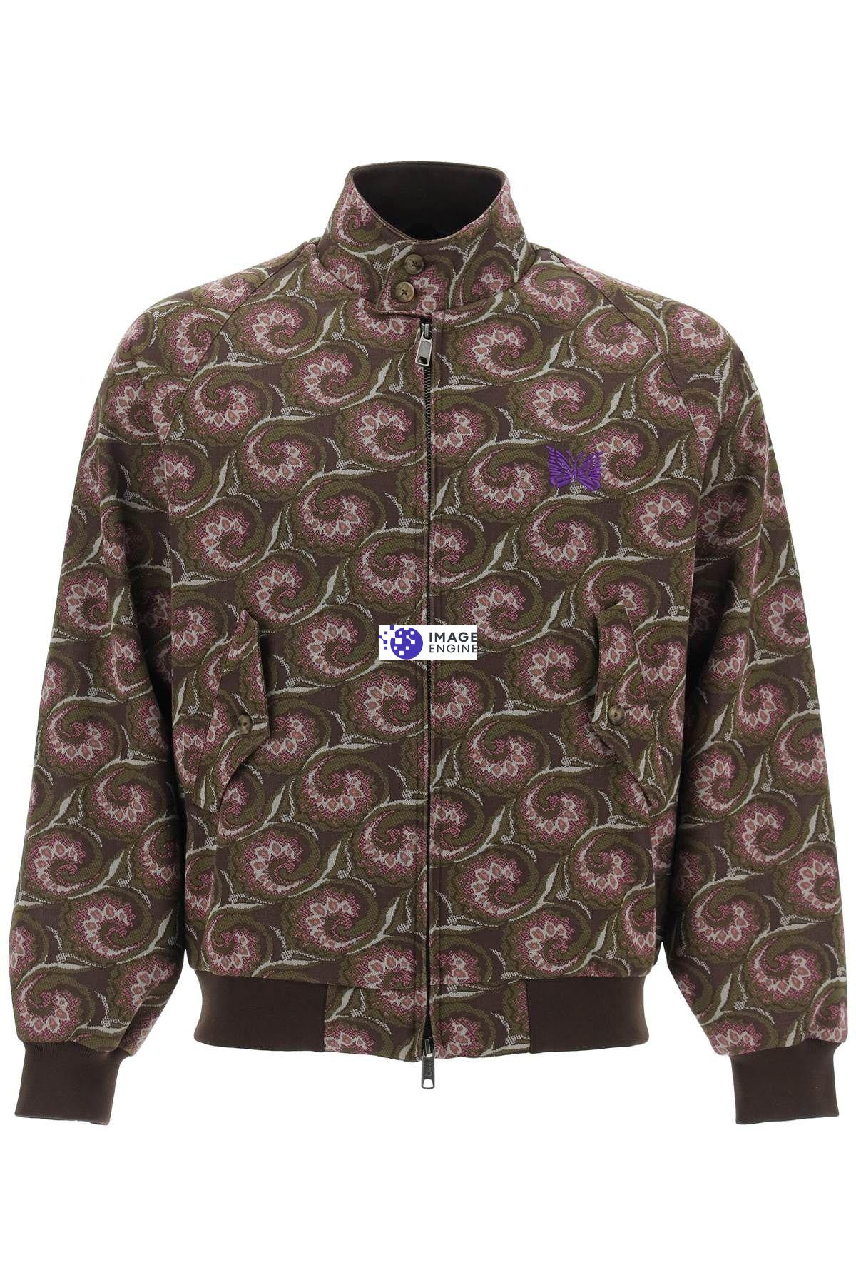 Baracuta X Needles Harrington Track Jacket In Jacquard Jersey In Brown,khaki