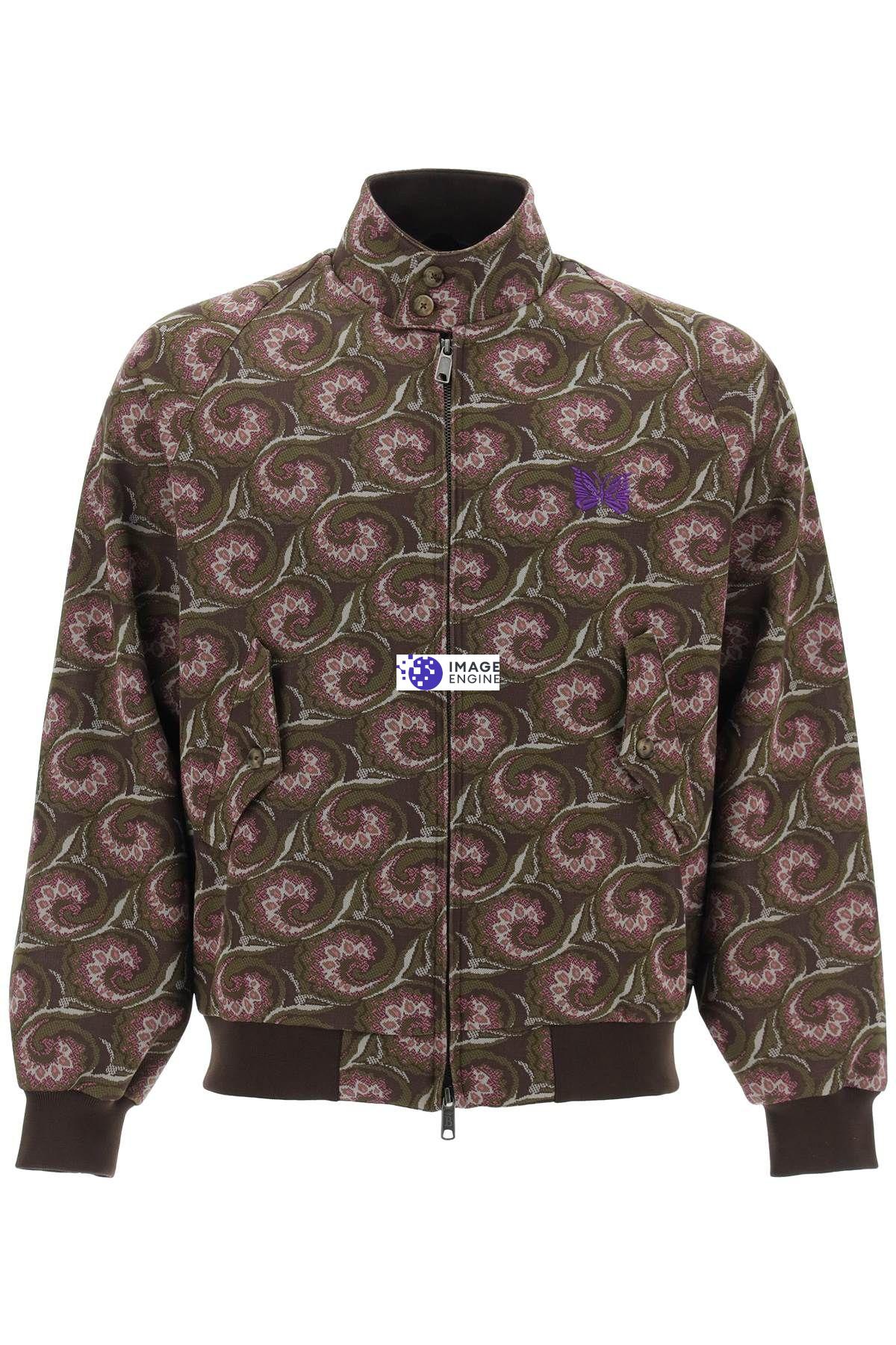 Shop Baracuta X Needles Harrington Track Jacket In Jacquard Jersey In Brown,khaki