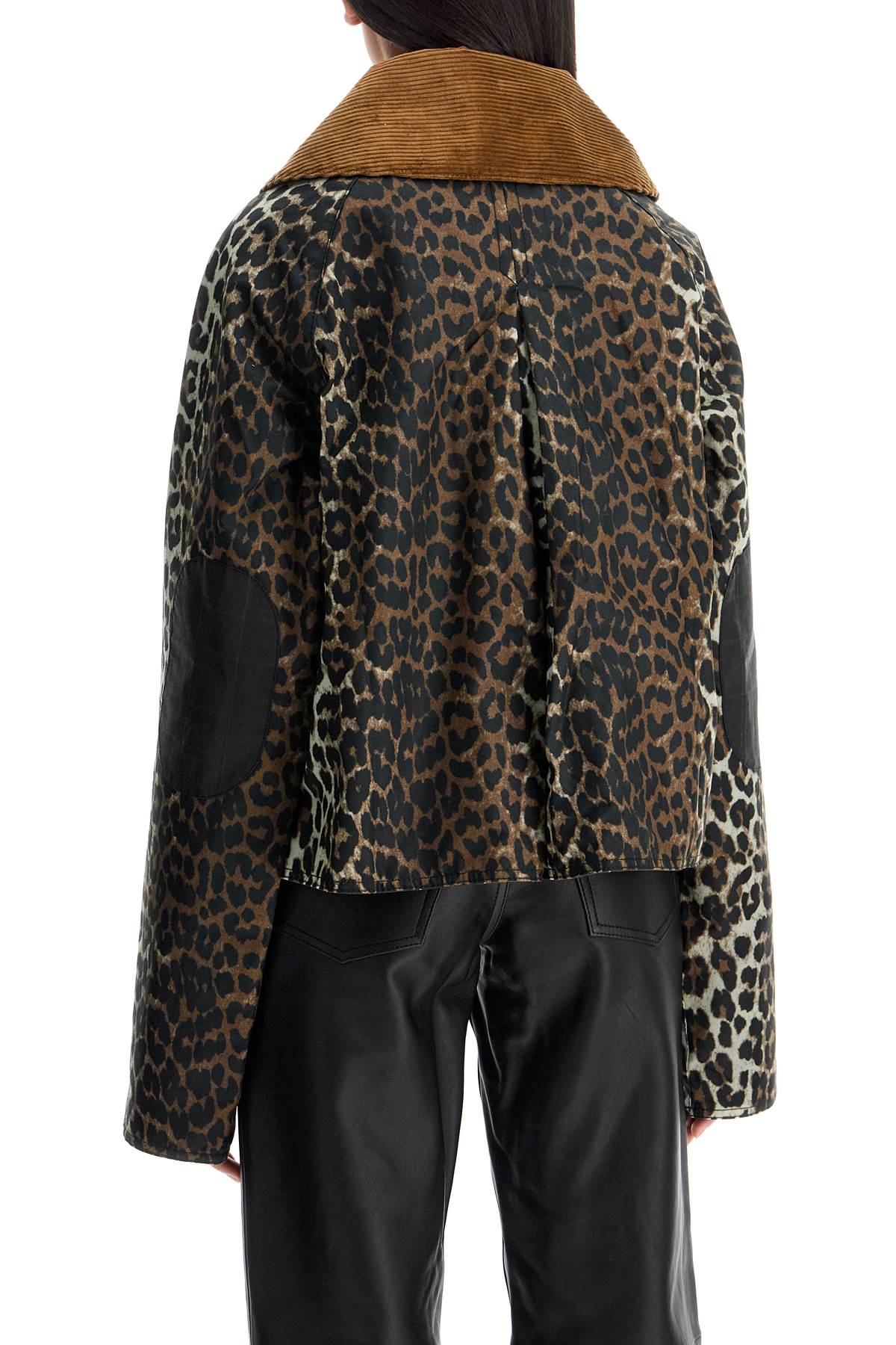 Shop Barbour X Ganni Animal Print Waxed Cotton Jacket In Brown