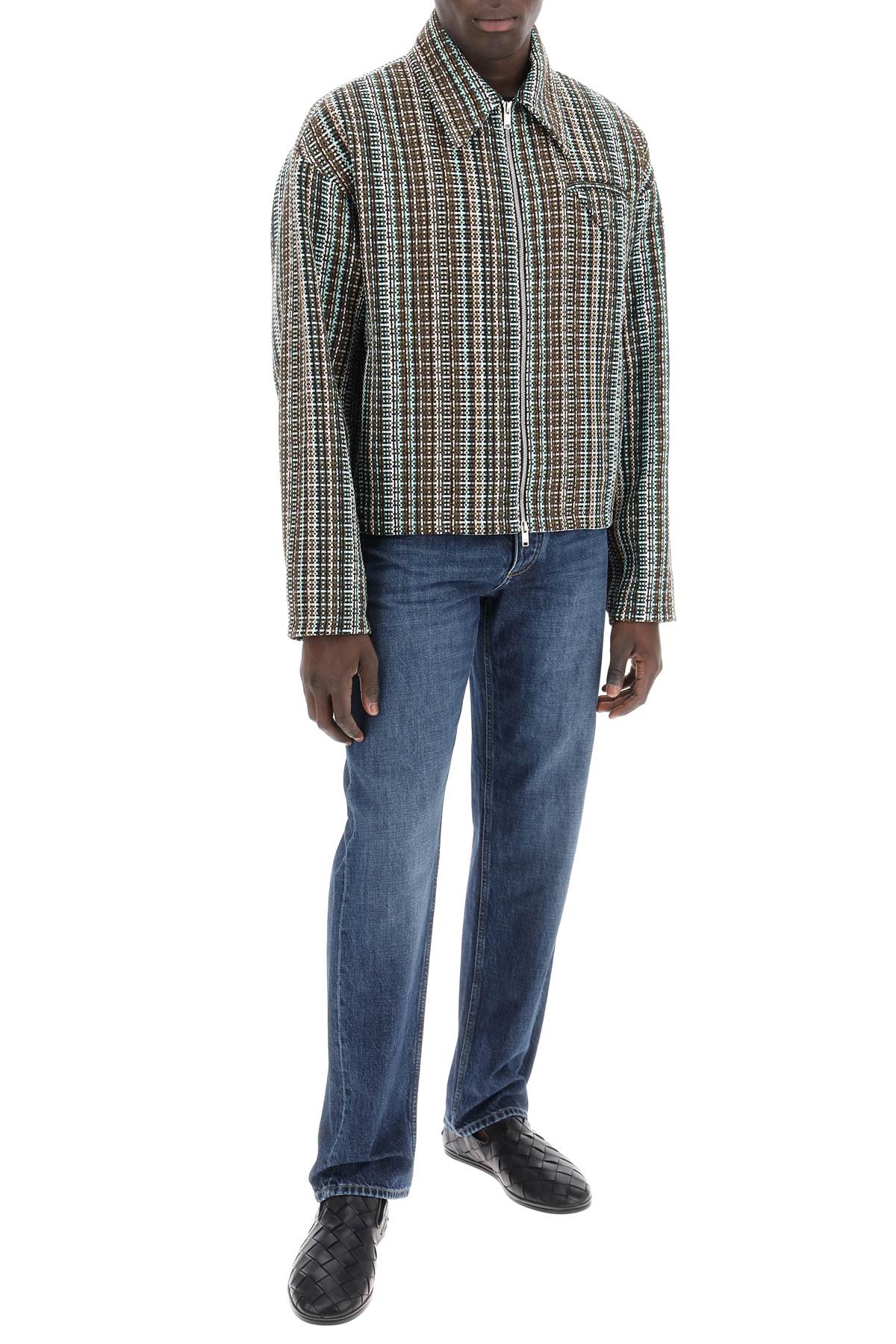 Shop Bottega Veneta Cotton Plaid Jacket With Four In Multicolor