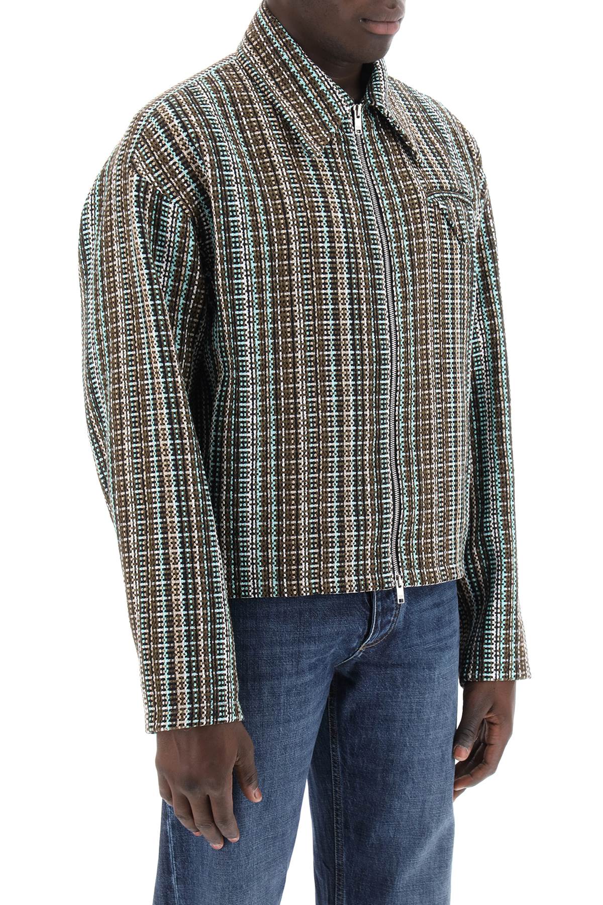 Shop Bottega Veneta Cotton Plaid Jacket With Four In Multicolor