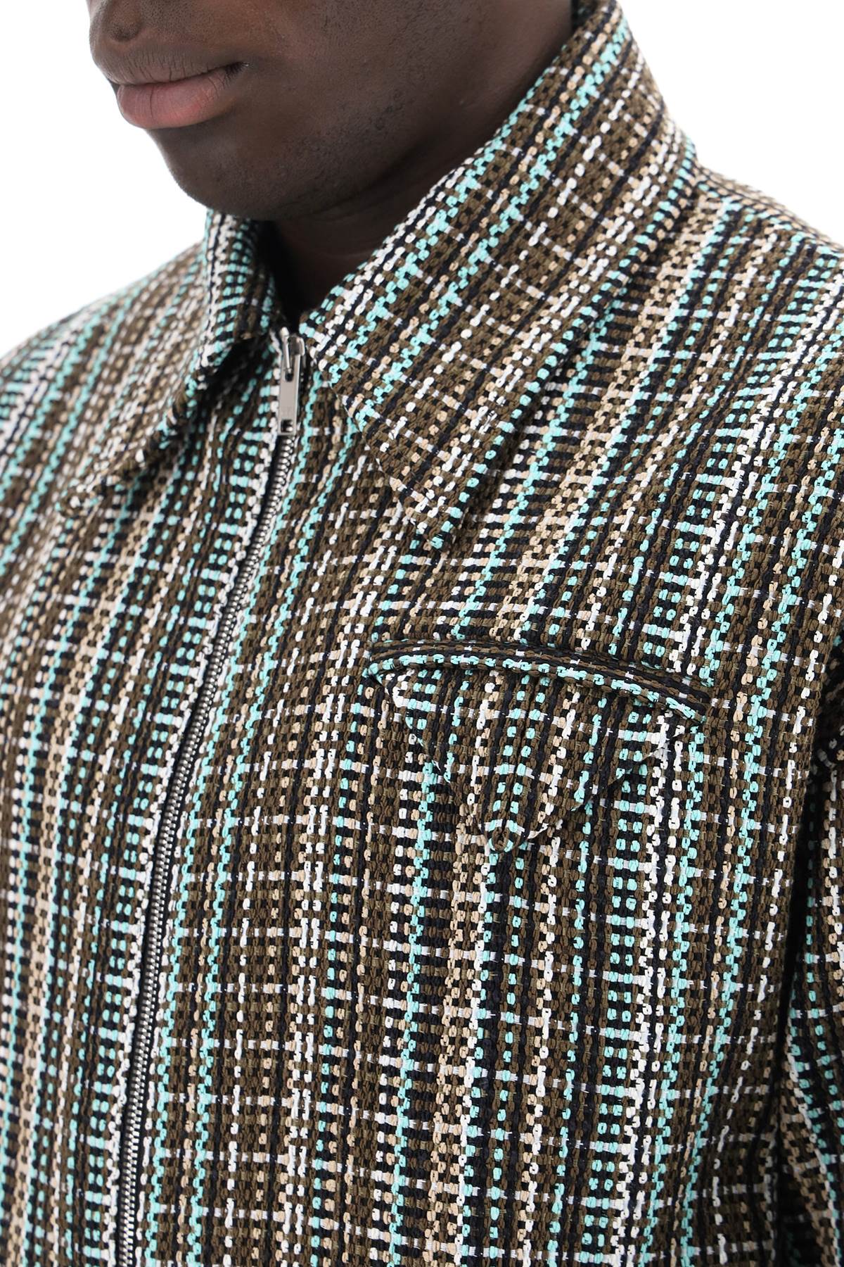 Shop Bottega Veneta Cotton Plaid Jacket With Four In Multicolor