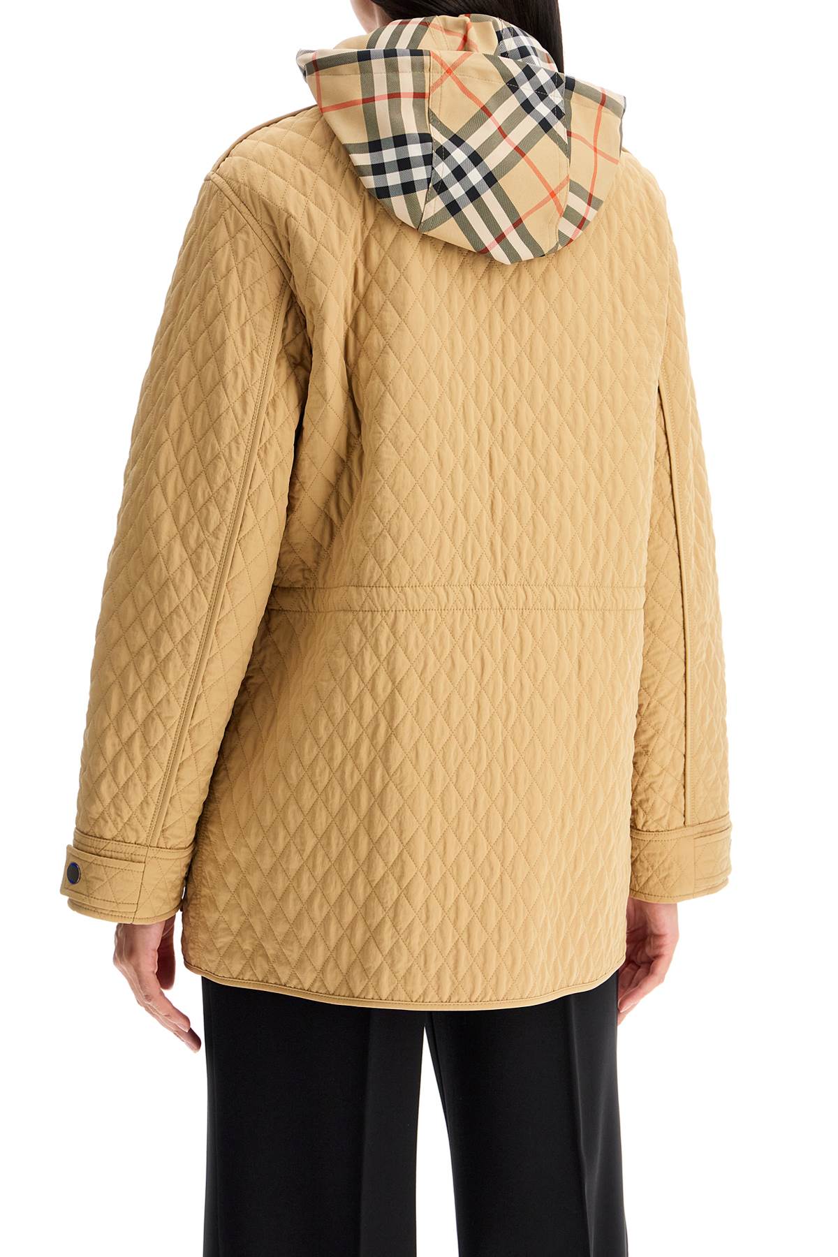 Shop Burberry Quilted Jacket With Removable Hood In Beige