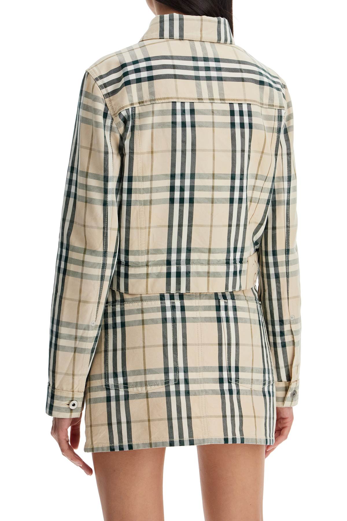 Shop Burberry Cropped Checkered Jacket For In Neutro