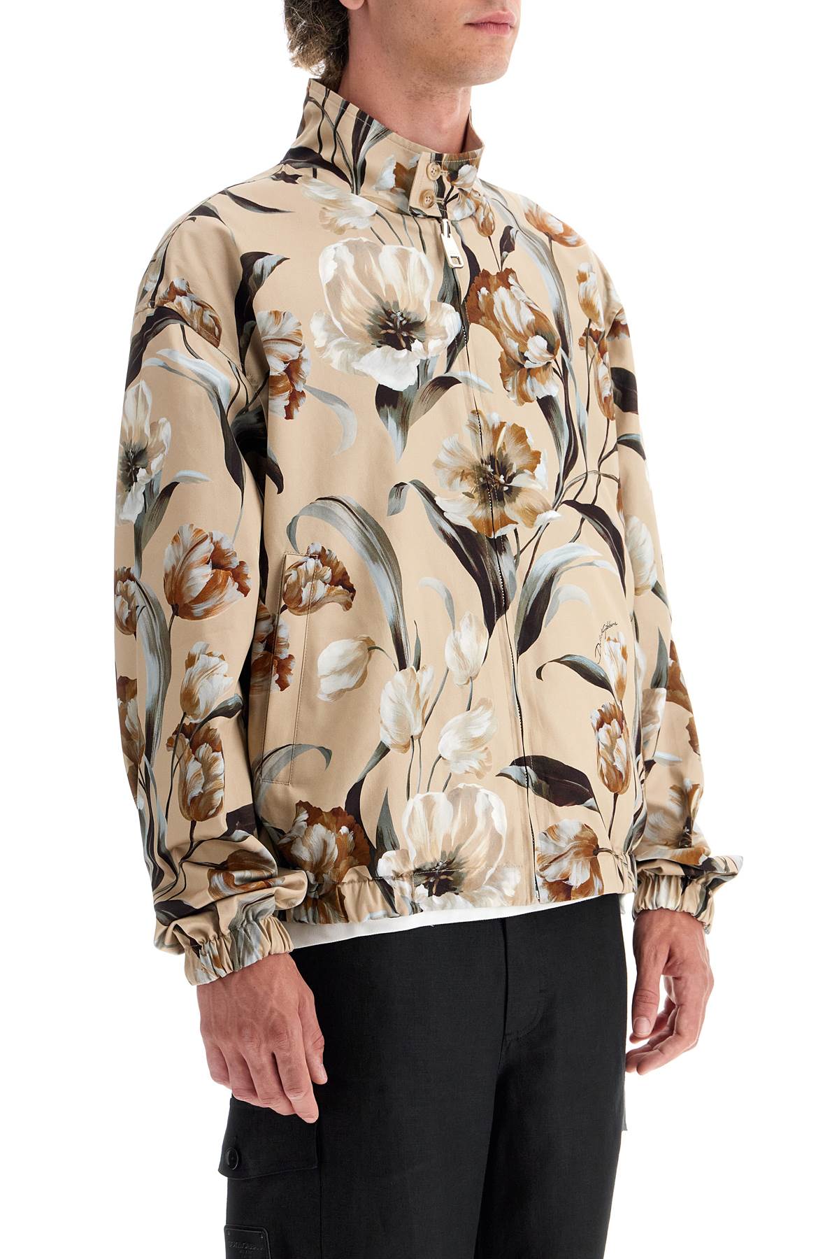 Shop Dolce & Gabbana Reversible Floral Print Jacket In Beige