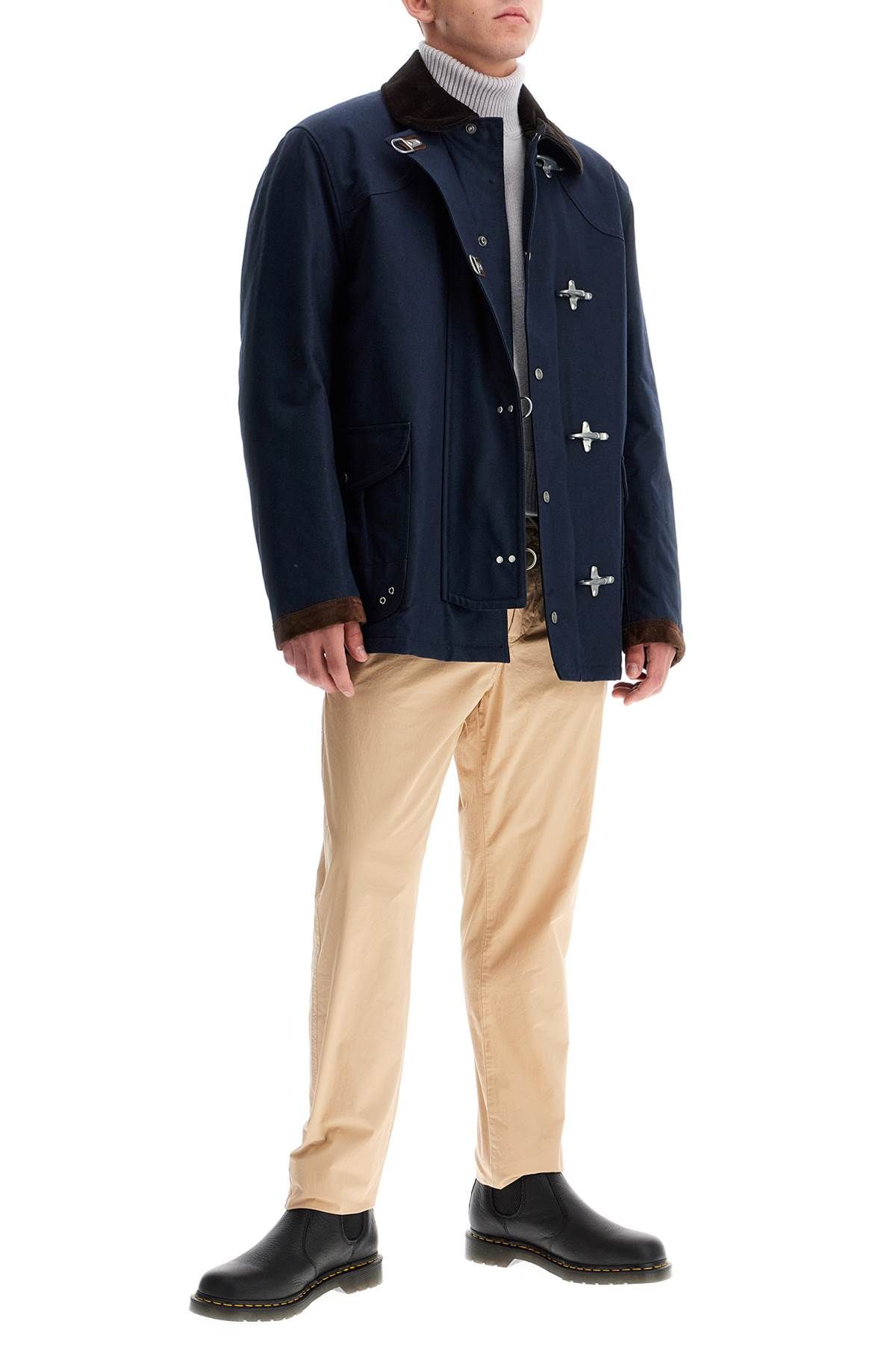 Shop Fay Archive "4-hook Canvas Jacket With Classic In Blue