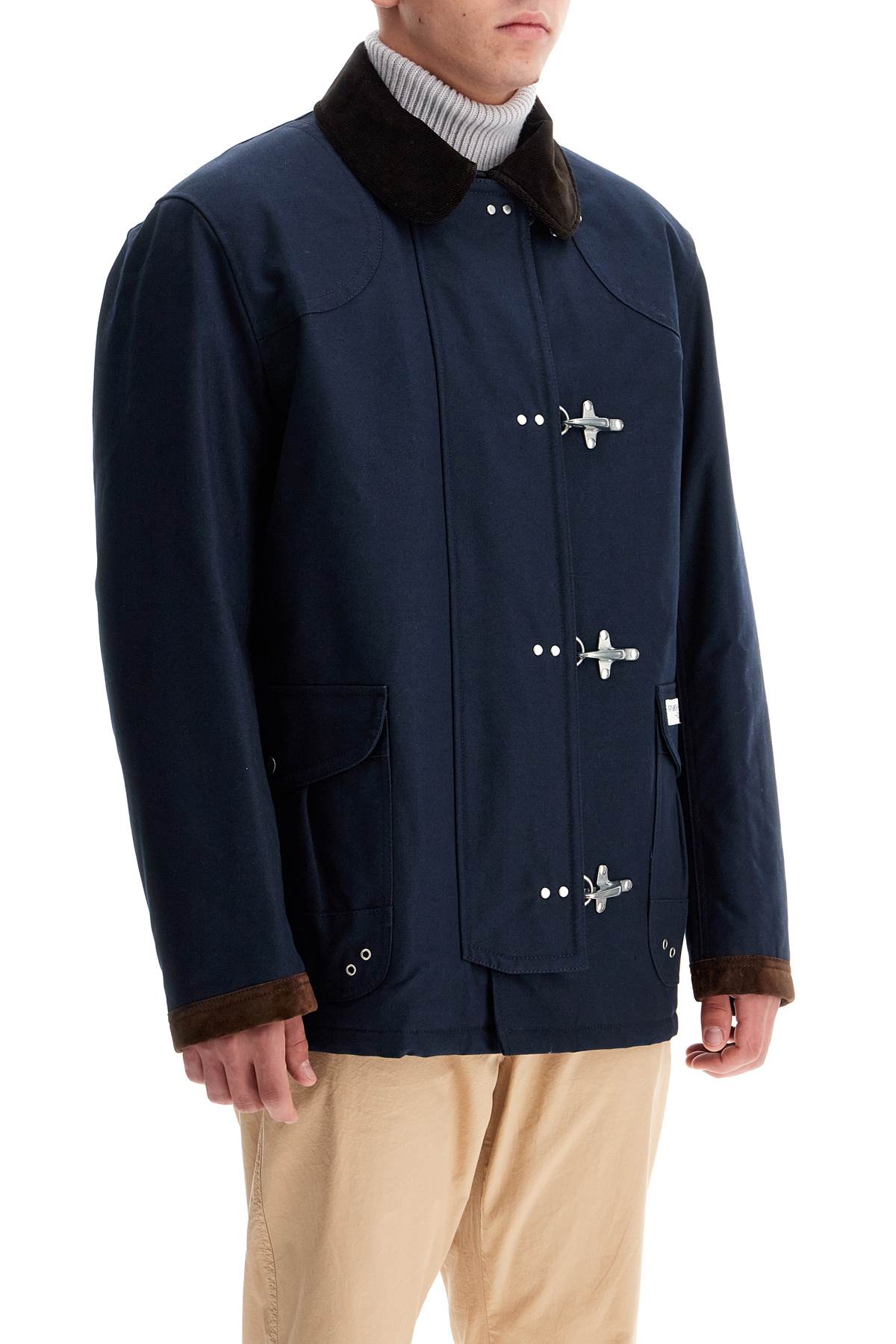 Shop Fay Archive "4-hook Canvas Jacket With Classic In Blue