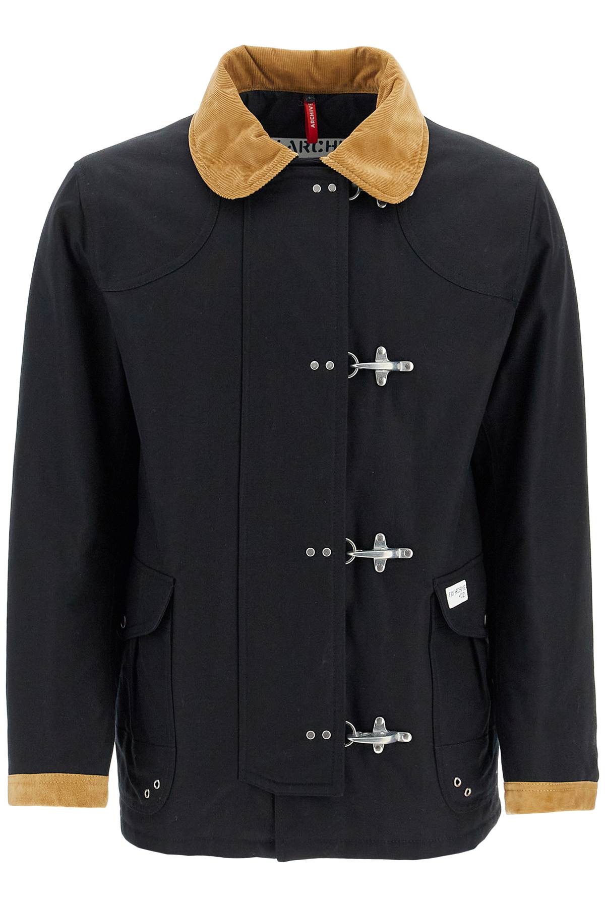 Shop Fay Archive "4-hook Canvas Jacket With Classic In Black