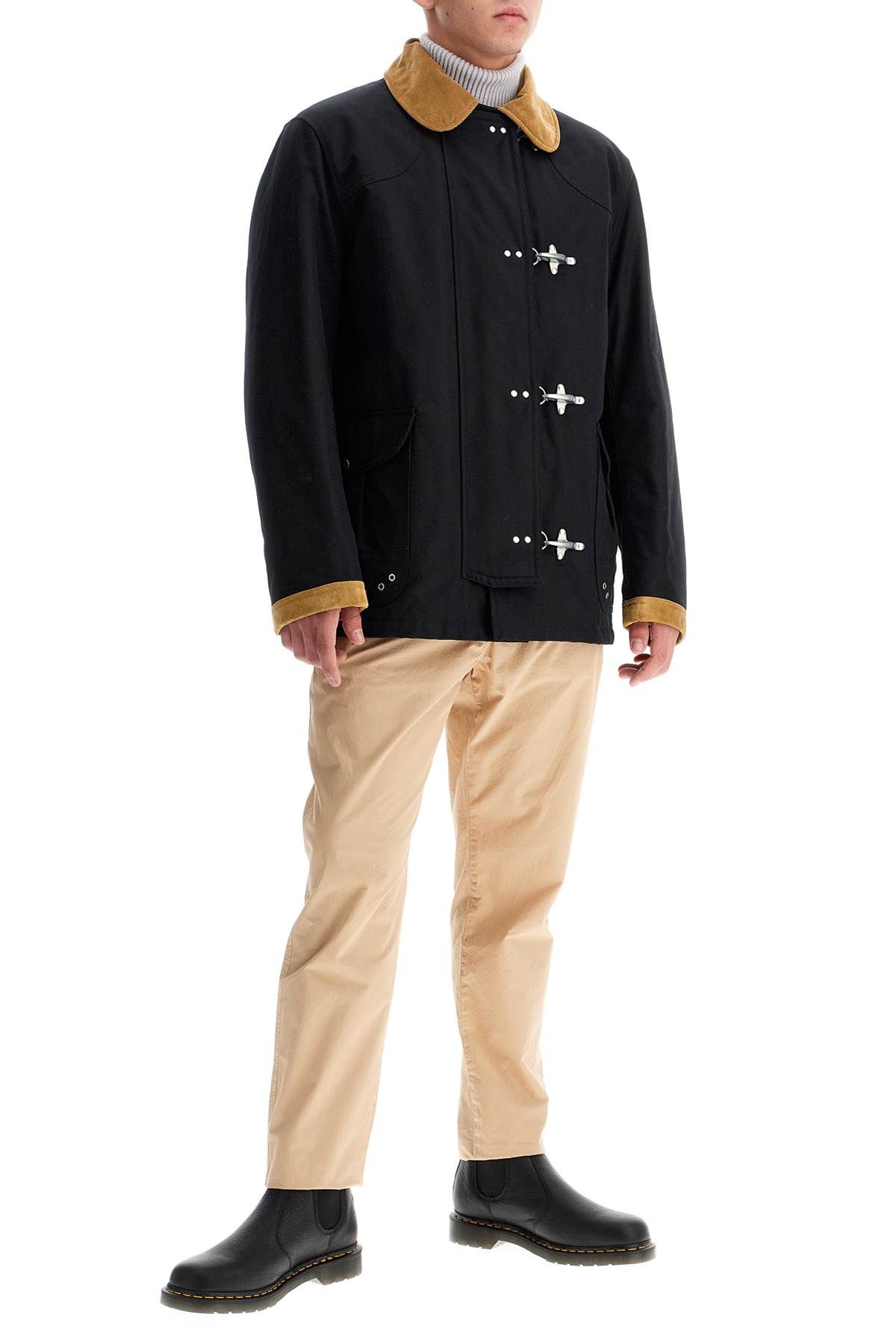 Shop Fay Archive "4-hook Canvas Jacket With Classic In Black