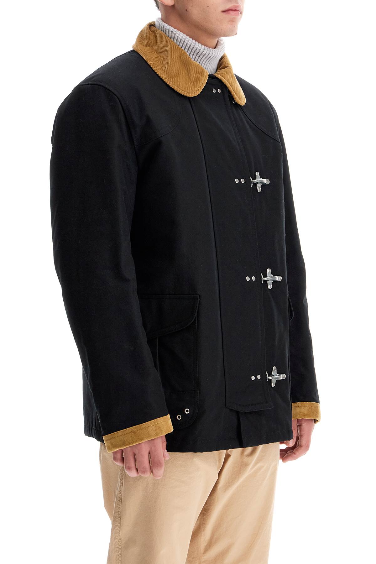 Shop Fay Archive "4-hook Canvas Jacket With Classic In Black