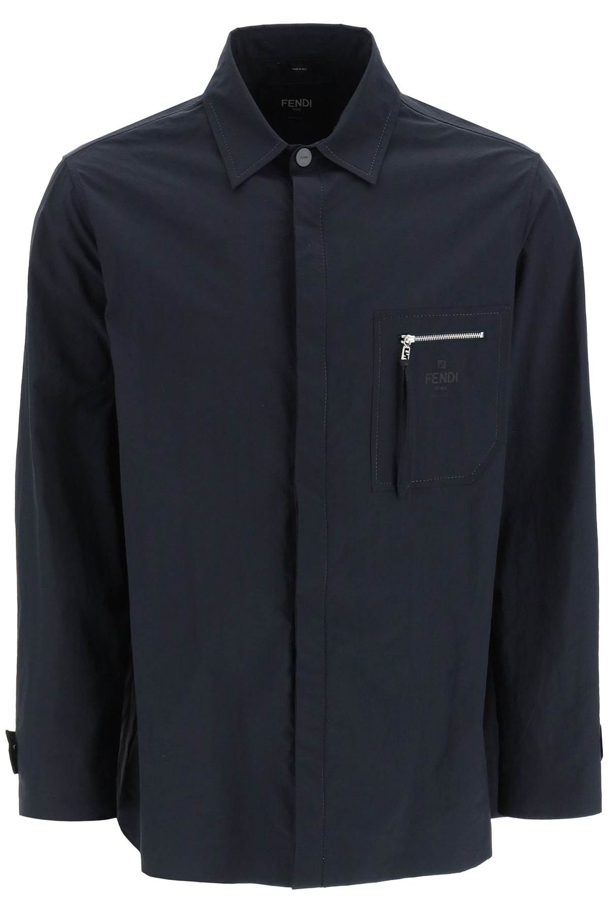 Shop Fendi Lightweight Overshirt Jacket In Blue