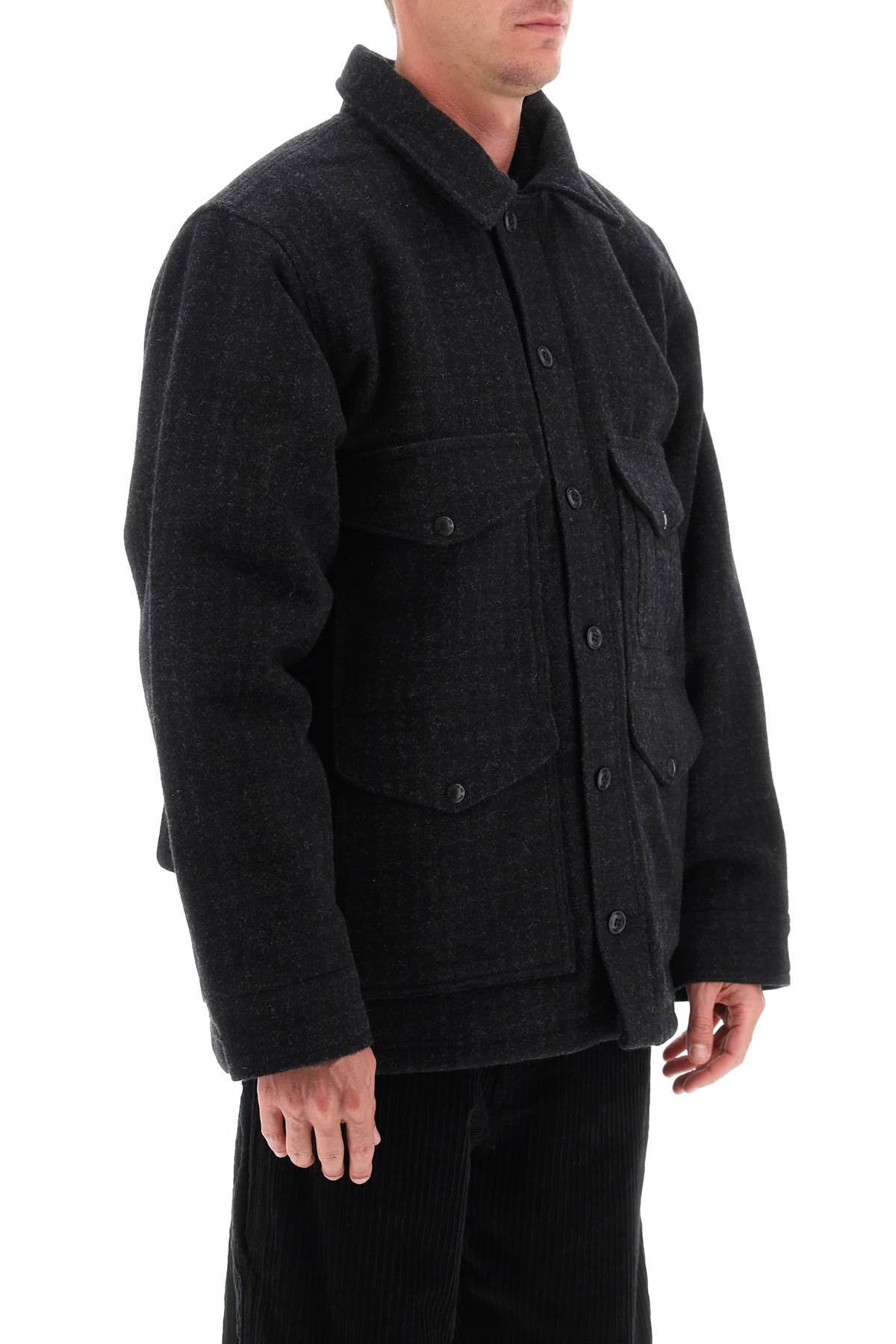 Shop Filson Padded Mackinaw Wool Cruiser Jacket In Black,grey
