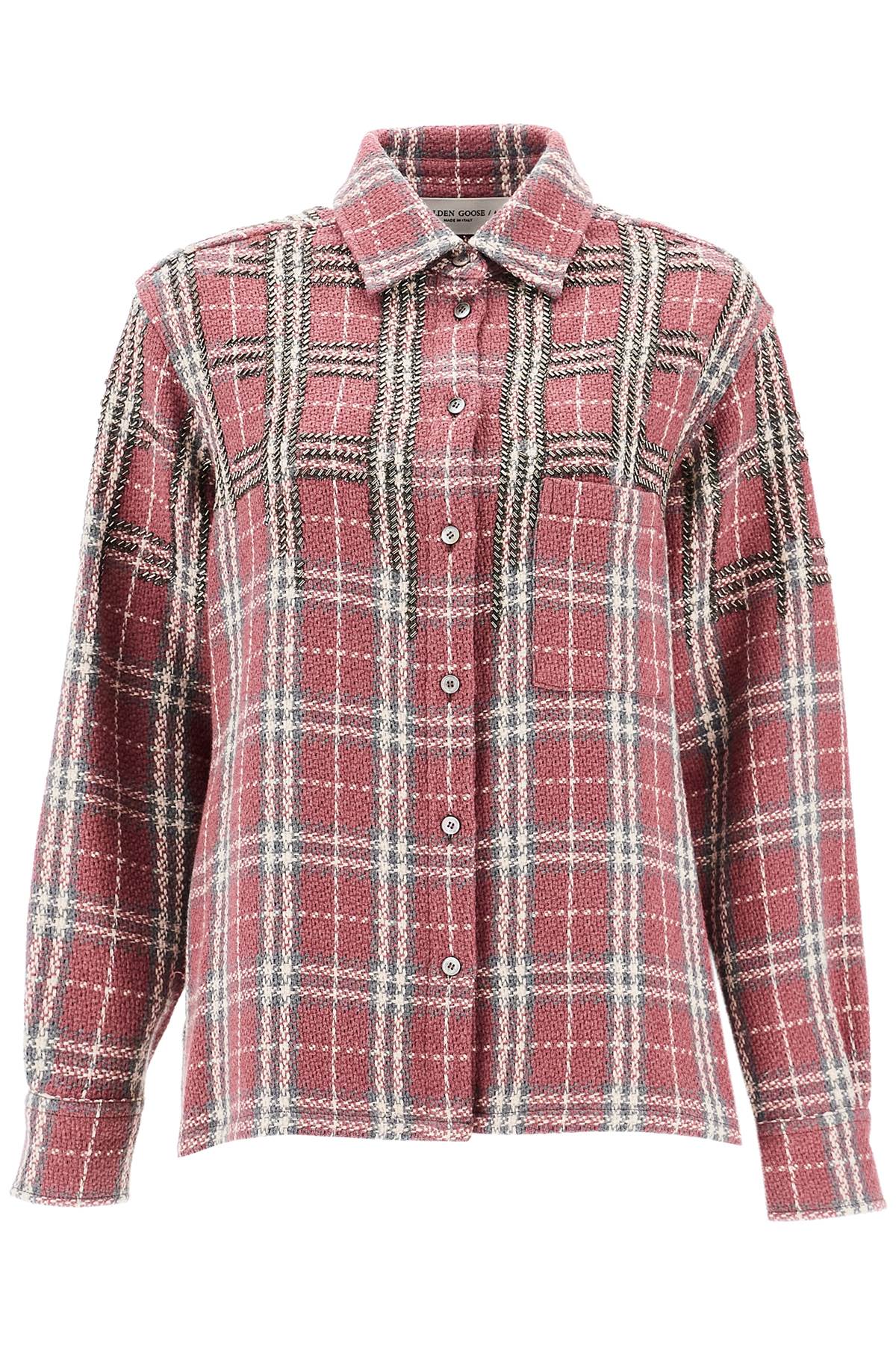 Shop Golden Goose Tweed Overshirt With Applique In Pink