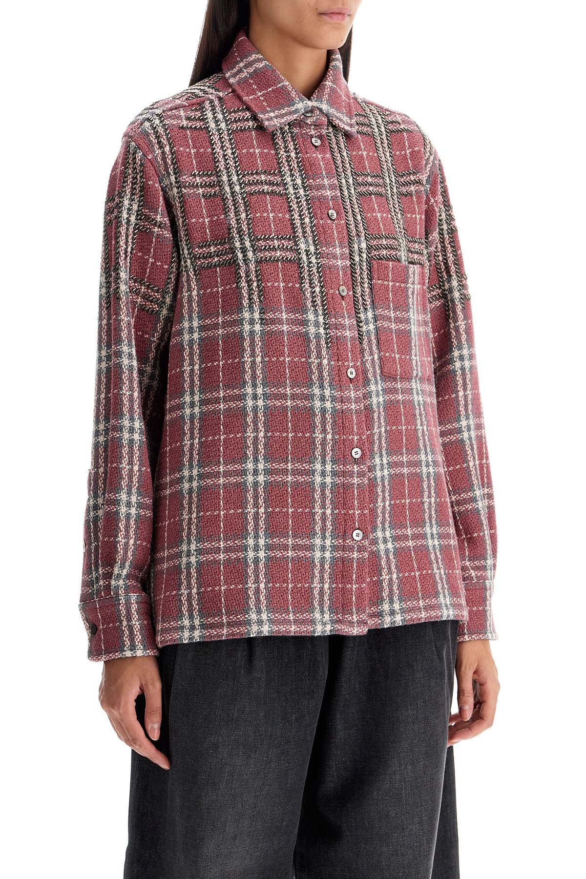 Shop Golden Goose Tweed Overshirt With Applique In Pink