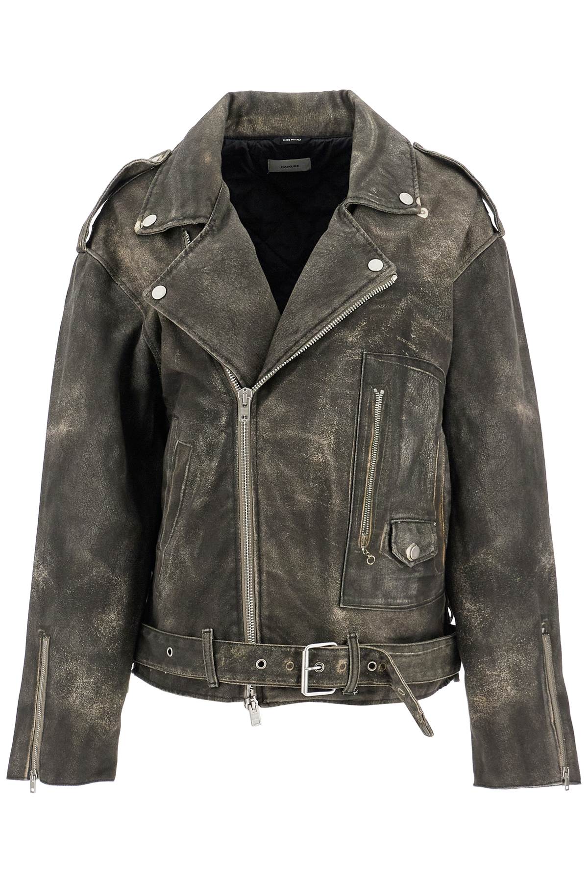 Shop Haikure Lee's Faux Leather Biker Jacket With In Grey