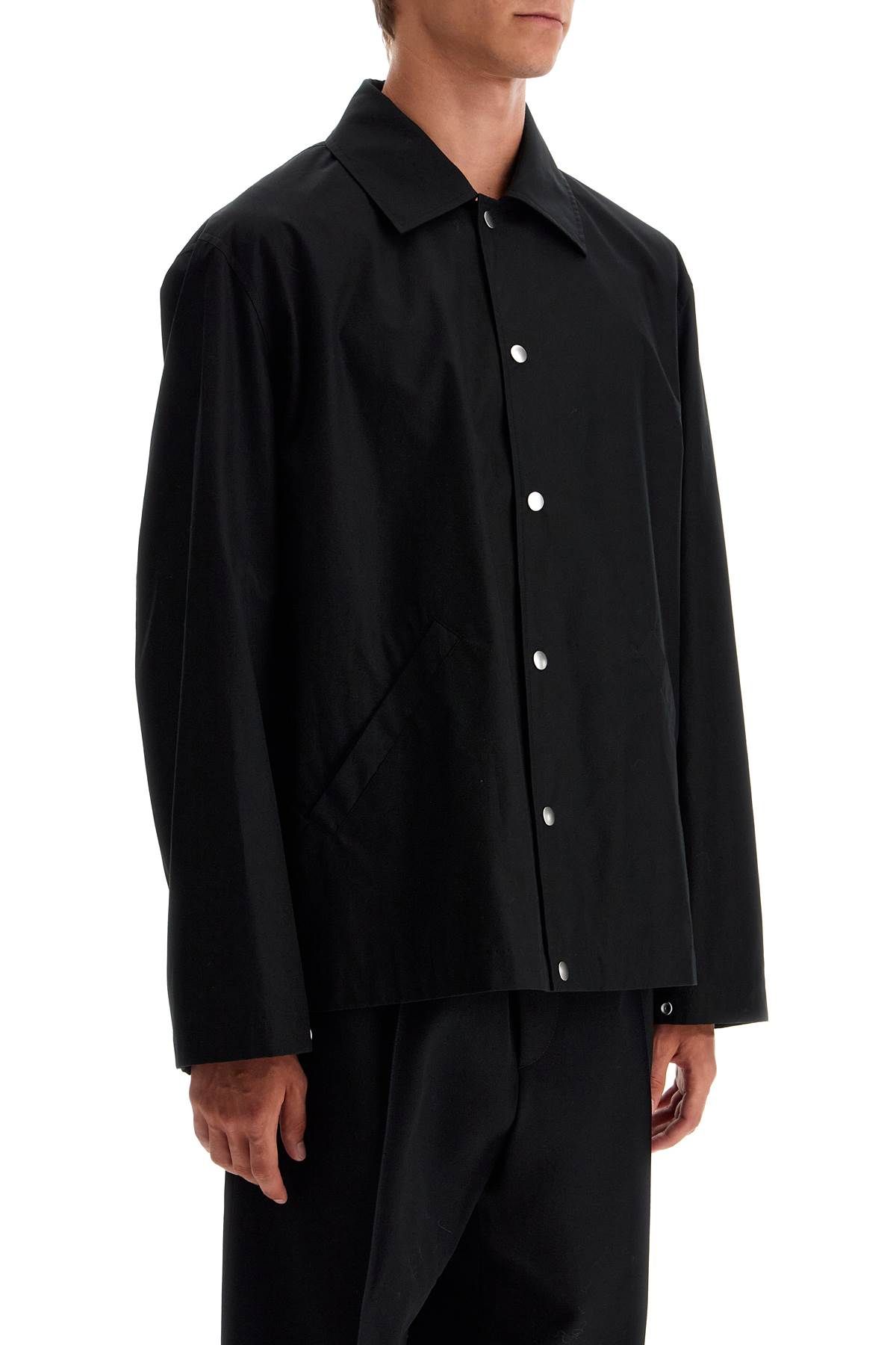 Shop Jil Sander Cotton Logo Overshirt With In Black