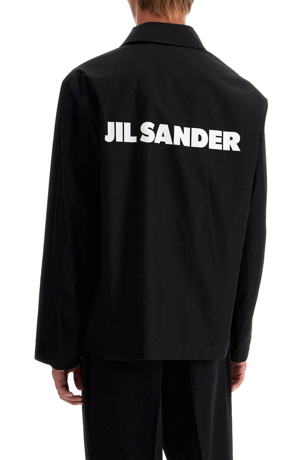 Shop Jil Sander Cotton Logo Overshirt With In Black