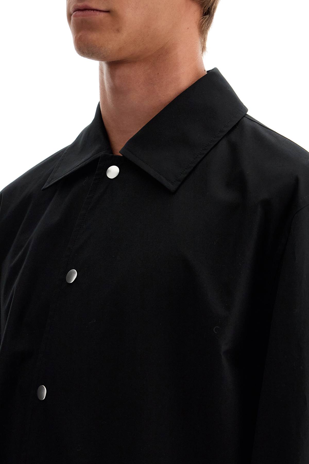 Shop Jil Sander Cotton Logo Overshirt With In Black