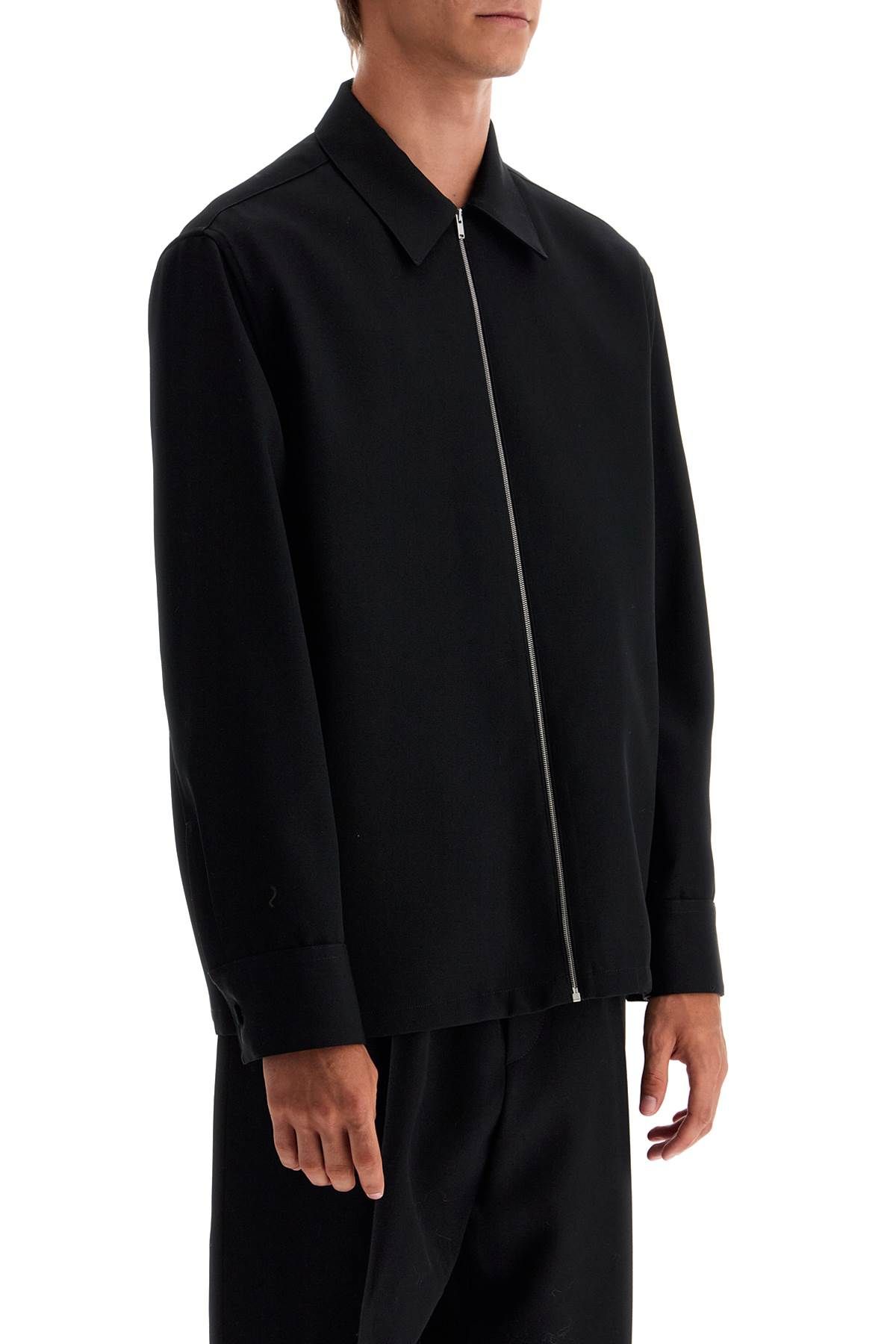 Shop Jil Sander Zippered Overshirt In Black