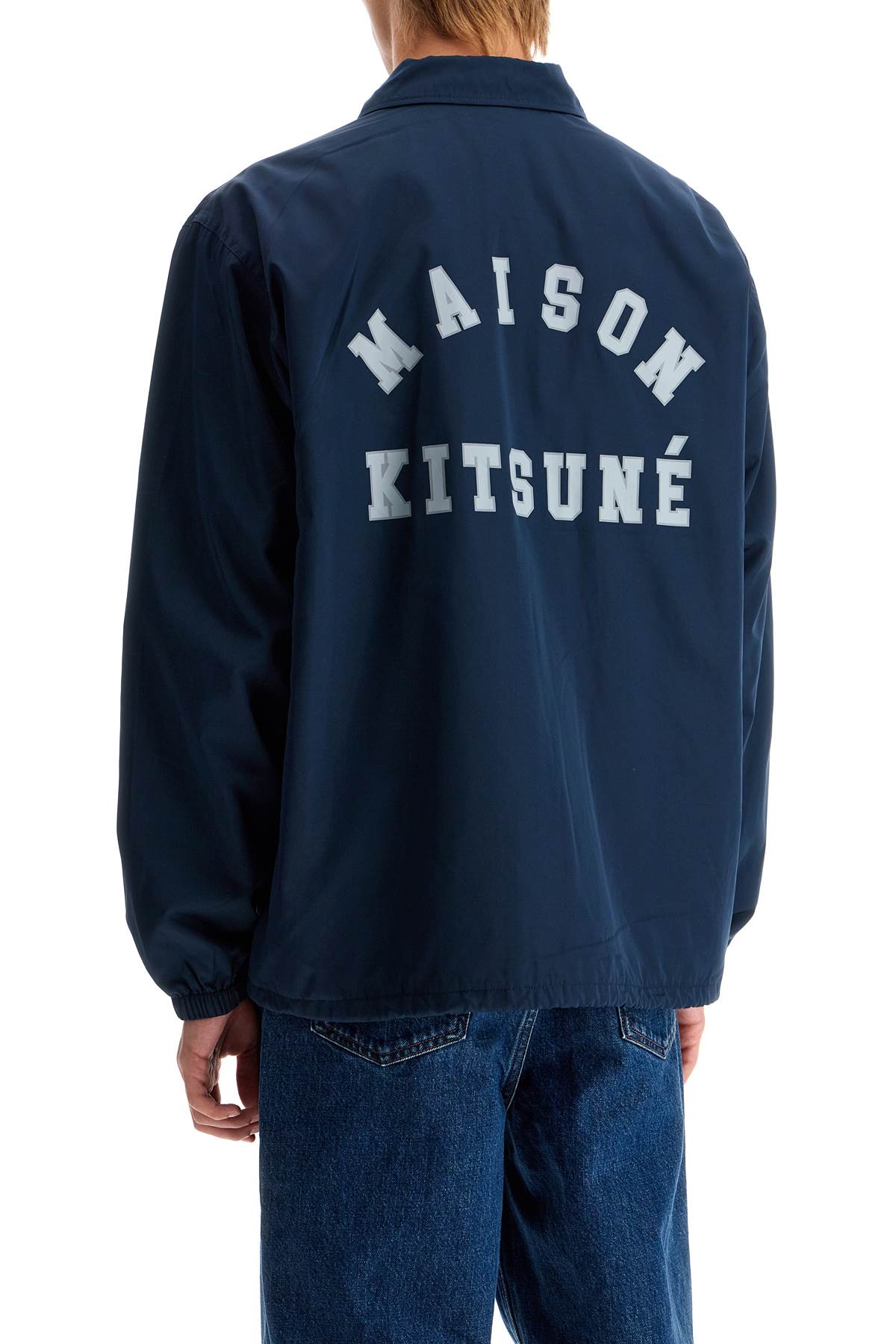 Shop Maison Kitsuné Nylon Coach Jacket For Men In Blue