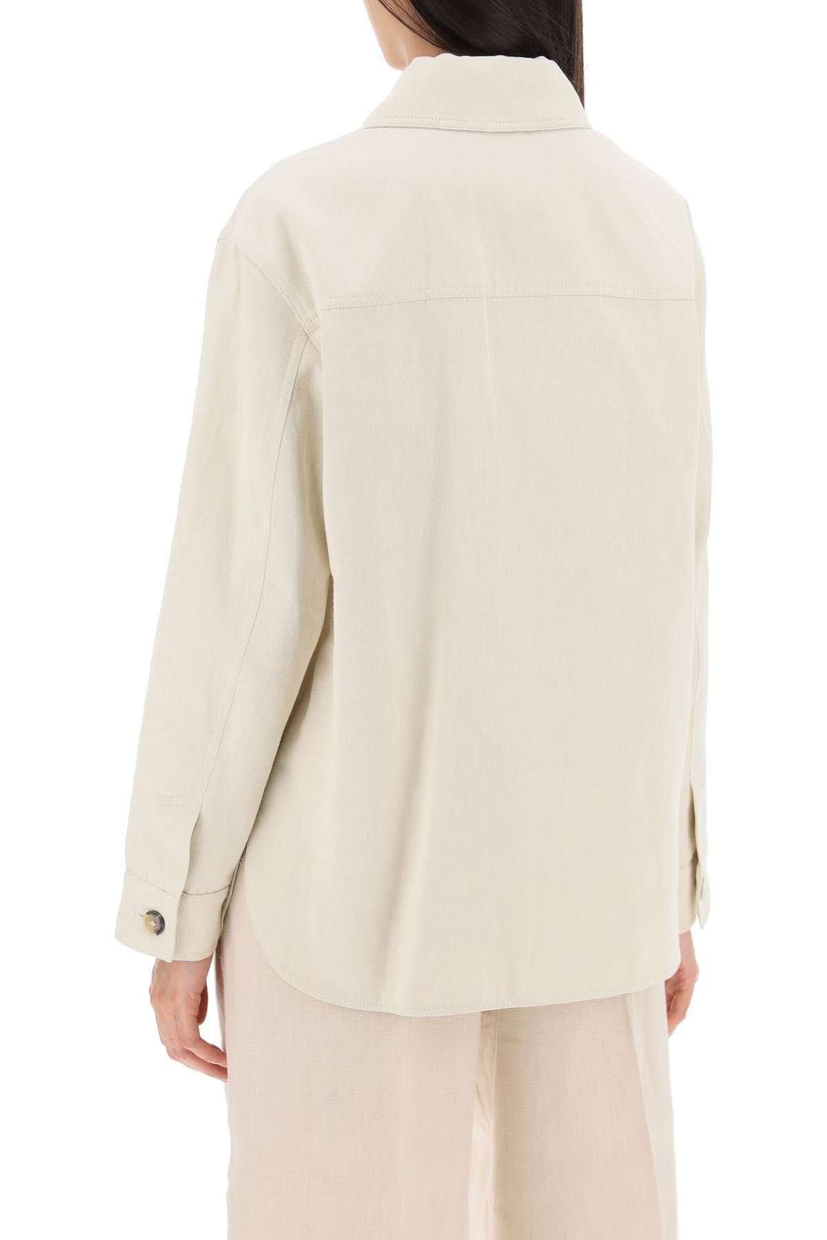 Shop Max Mara Newport Overshirt In Cotton And Linen Drill In Neutro