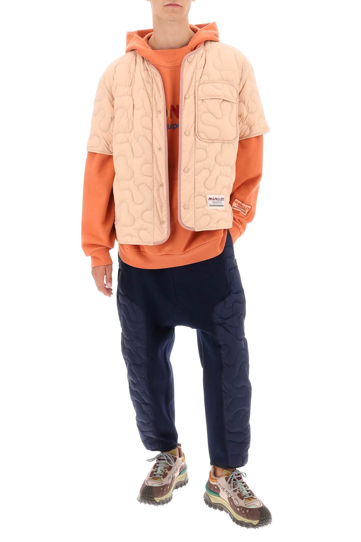 Shop Moncler X Salehe Bembury Short-sleeved Quilted Jacket In Pink