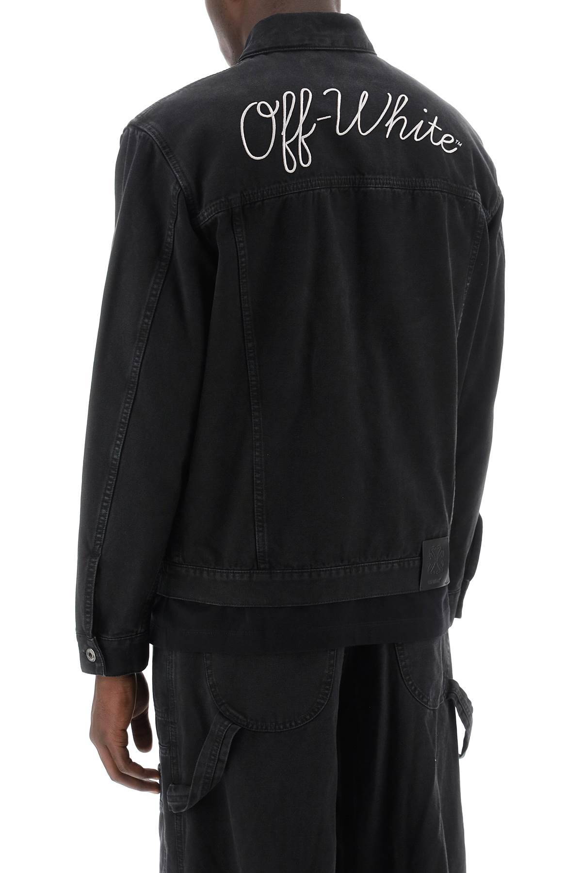 Shop Off-white Canvas Jacket With Logo Embroidery In Black