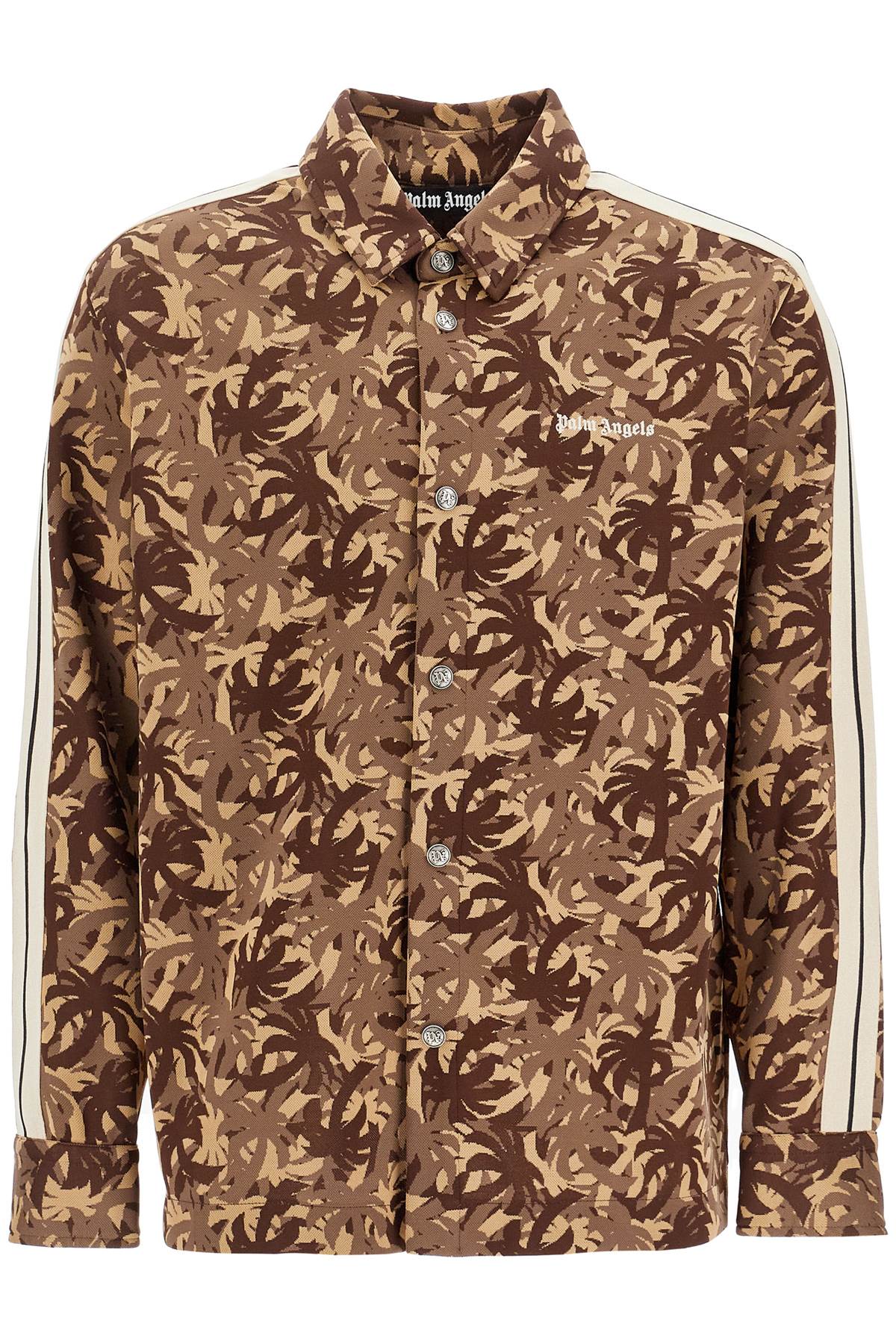 Shop Palm Angels Camouflage Track Overshirt In Brown