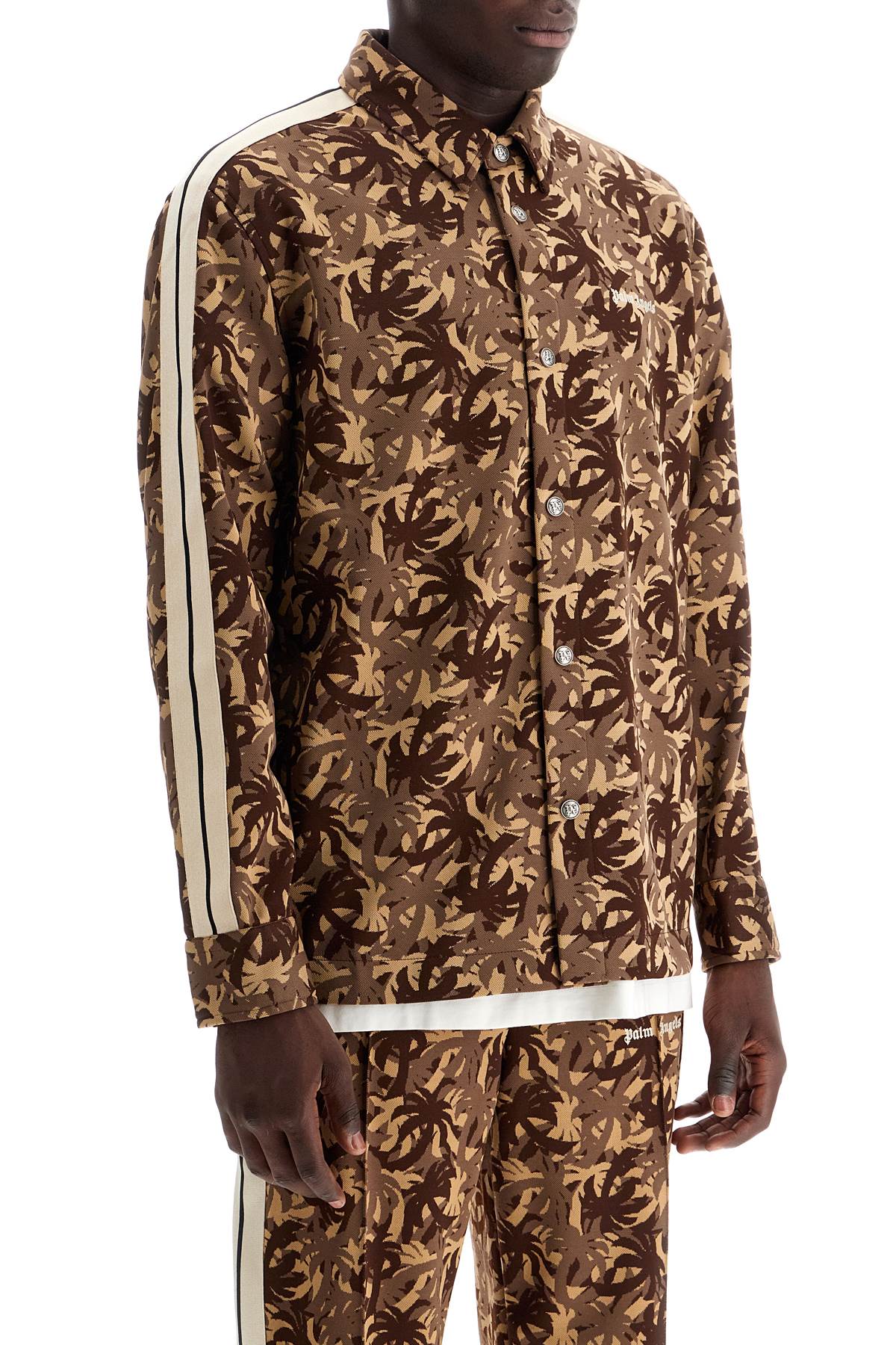 Shop Palm Angels Camouflage Track Overshirt In Brown