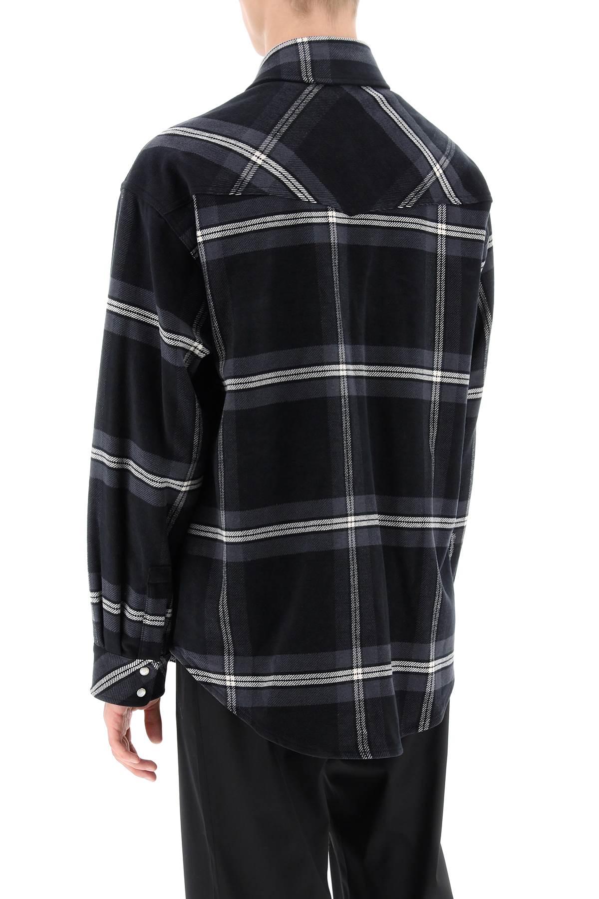 Shop Palm Angels Check Flannel Overshirt In Grey,black