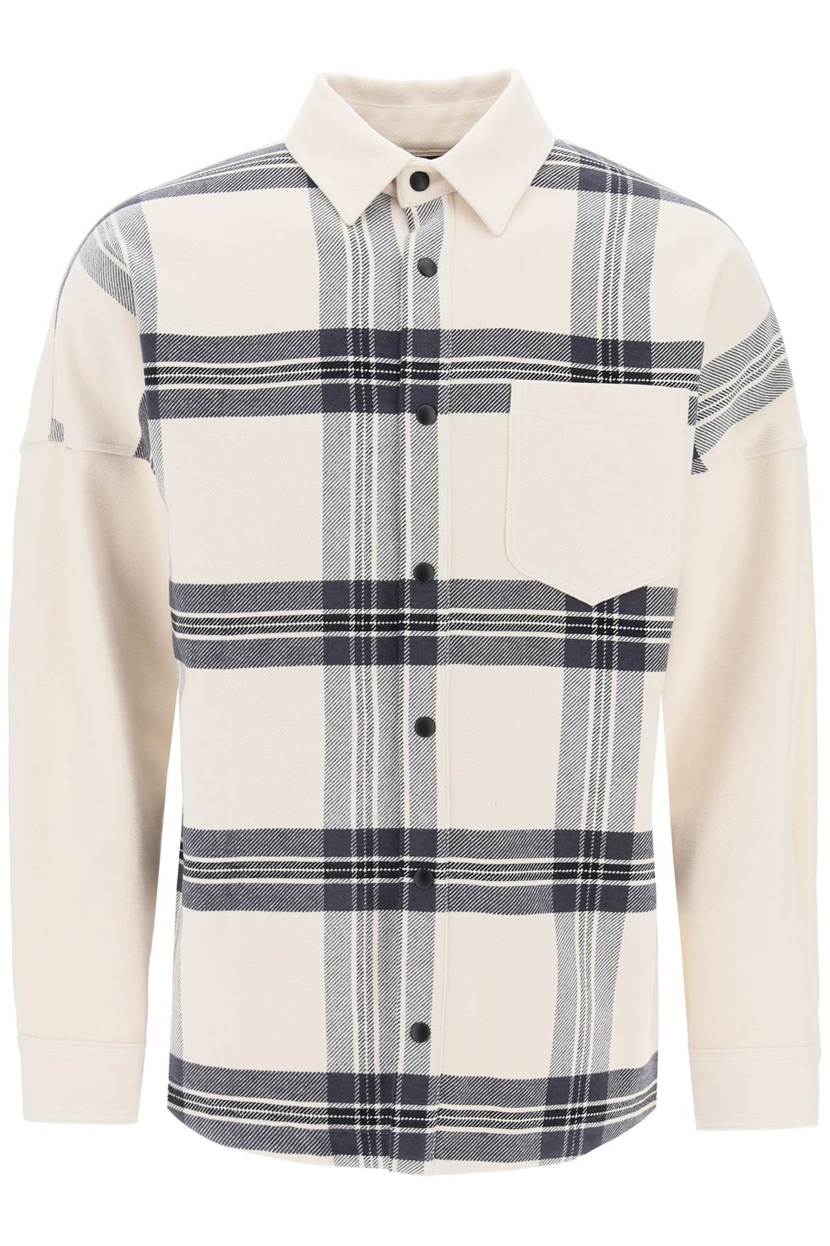 Shop Palm Angels "plaid Overshirt With Embroidered Logo In White
