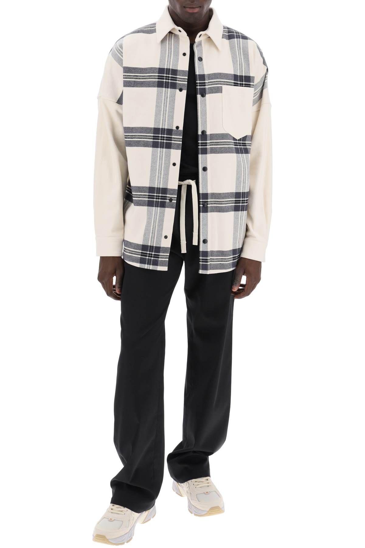 Shop Palm Angels "plaid Overshirt With Embroidered Logo In White