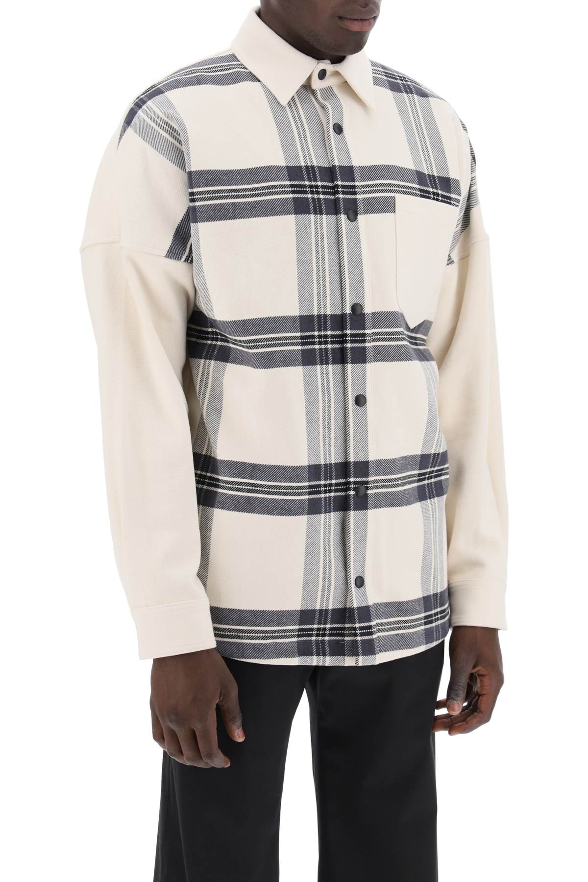 Shop Palm Angels "plaid Overshirt With Embroidered Logo In White