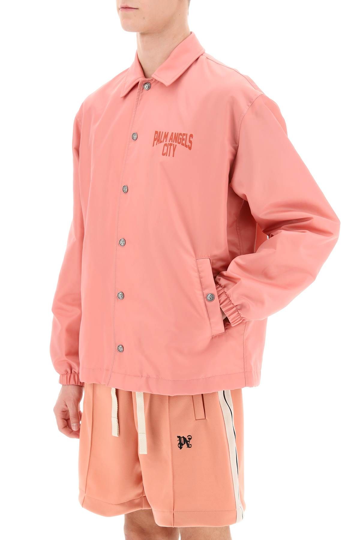 Shop Palm Angels Pa City Coach Jacket In Pink