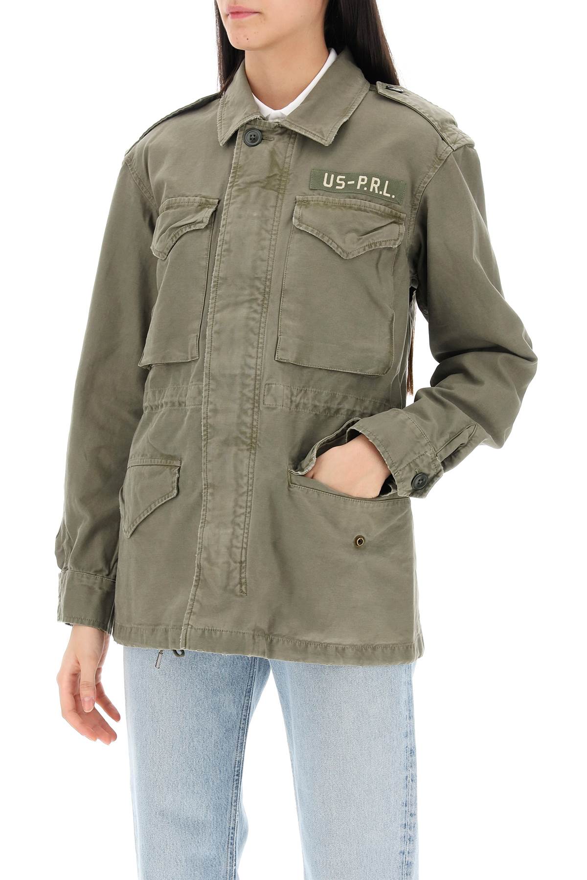 Shop Polo Ralph Lauren Cotton Military Jacket In Khaki