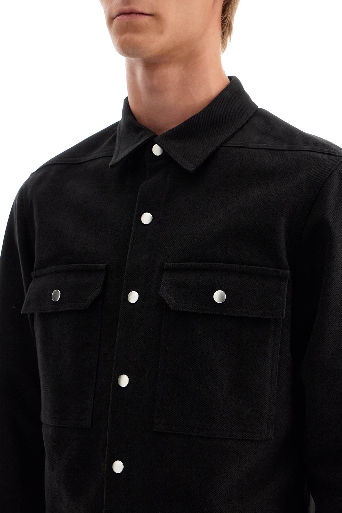 Shop Rick Owens Cotton Twill Outer Shirt For In Black