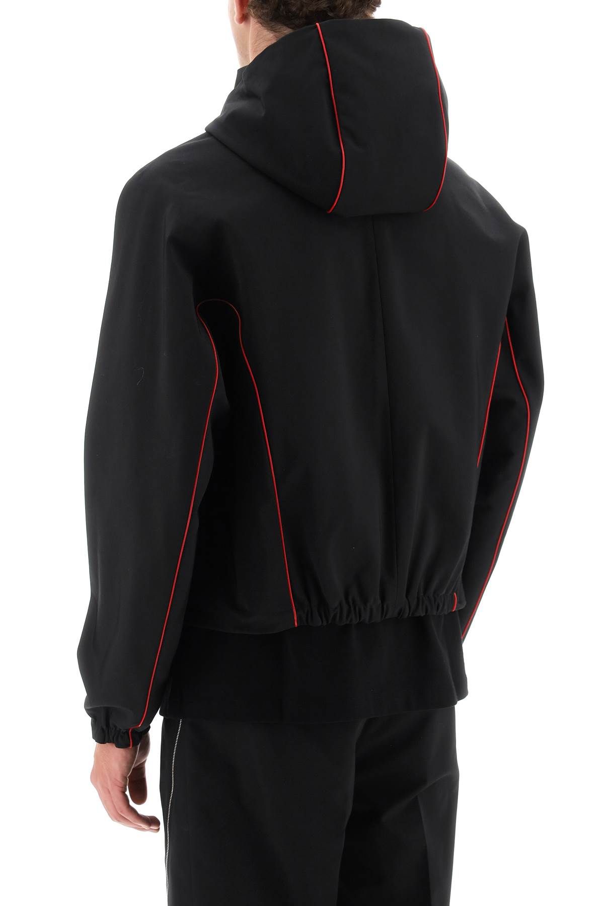 Shop Ferragamo Blouson Jacket With Contrast Piping In Black,red
