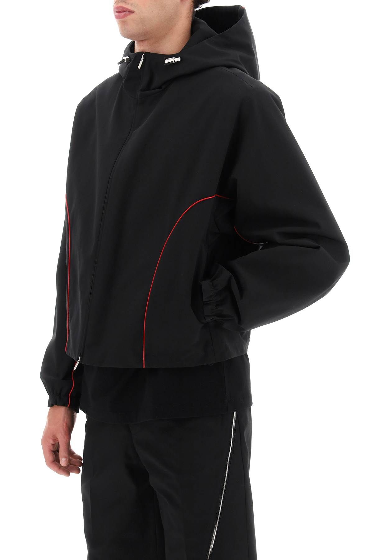 Shop Ferragamo Blouson Jacket With Contrast Piping In Black,red