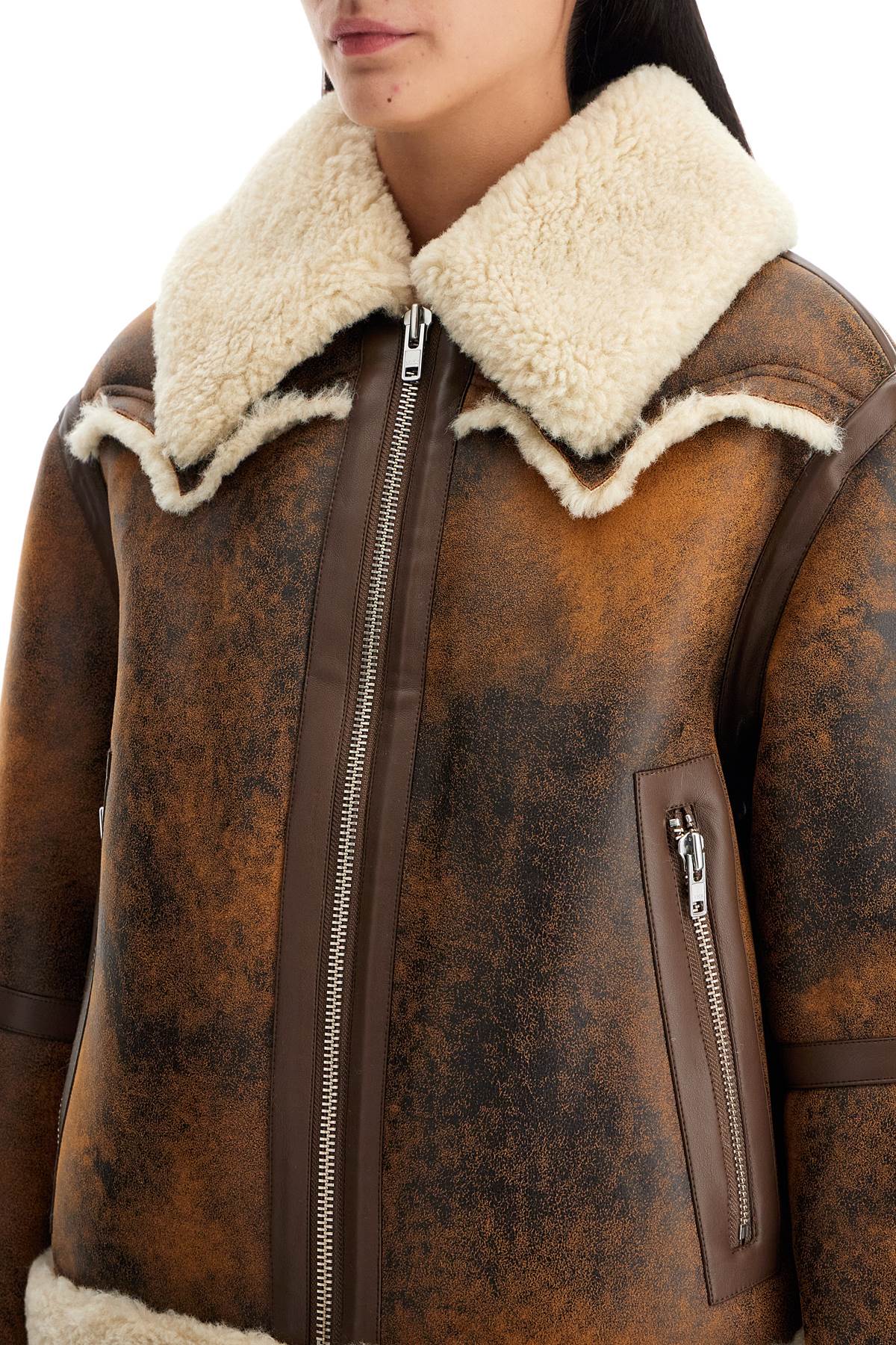 Shop Stand Studio Lessie Faux Shearling Jacket In Brown