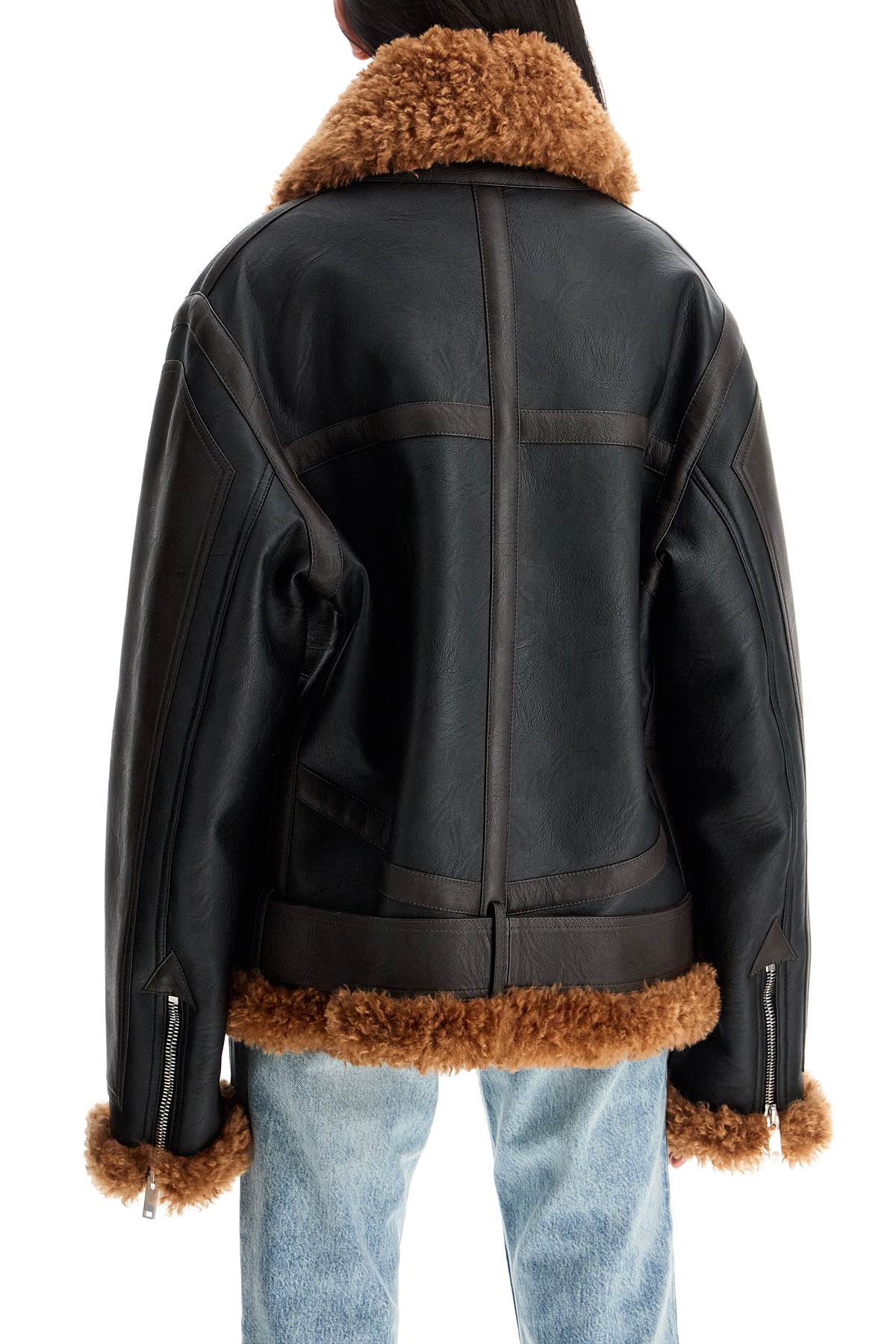 Shop Stella Mccartney Vegan Leather And Teddy Biker Jacket In Black