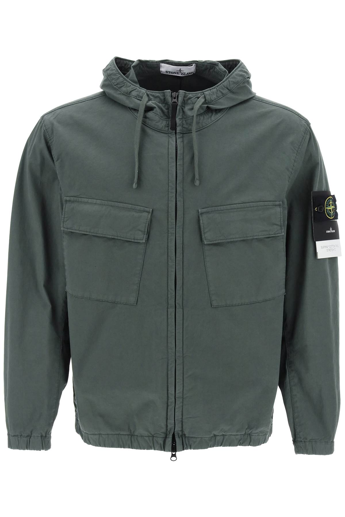 Shop Stone Island Supima Cotton Twill Stretch-tc Jacket In Green