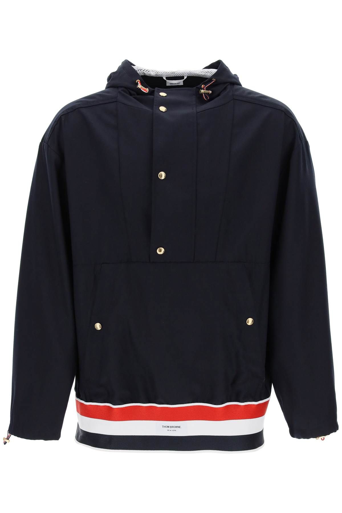 Shop Thom Browne "lightweight Wool Anorak With Tr In Blue