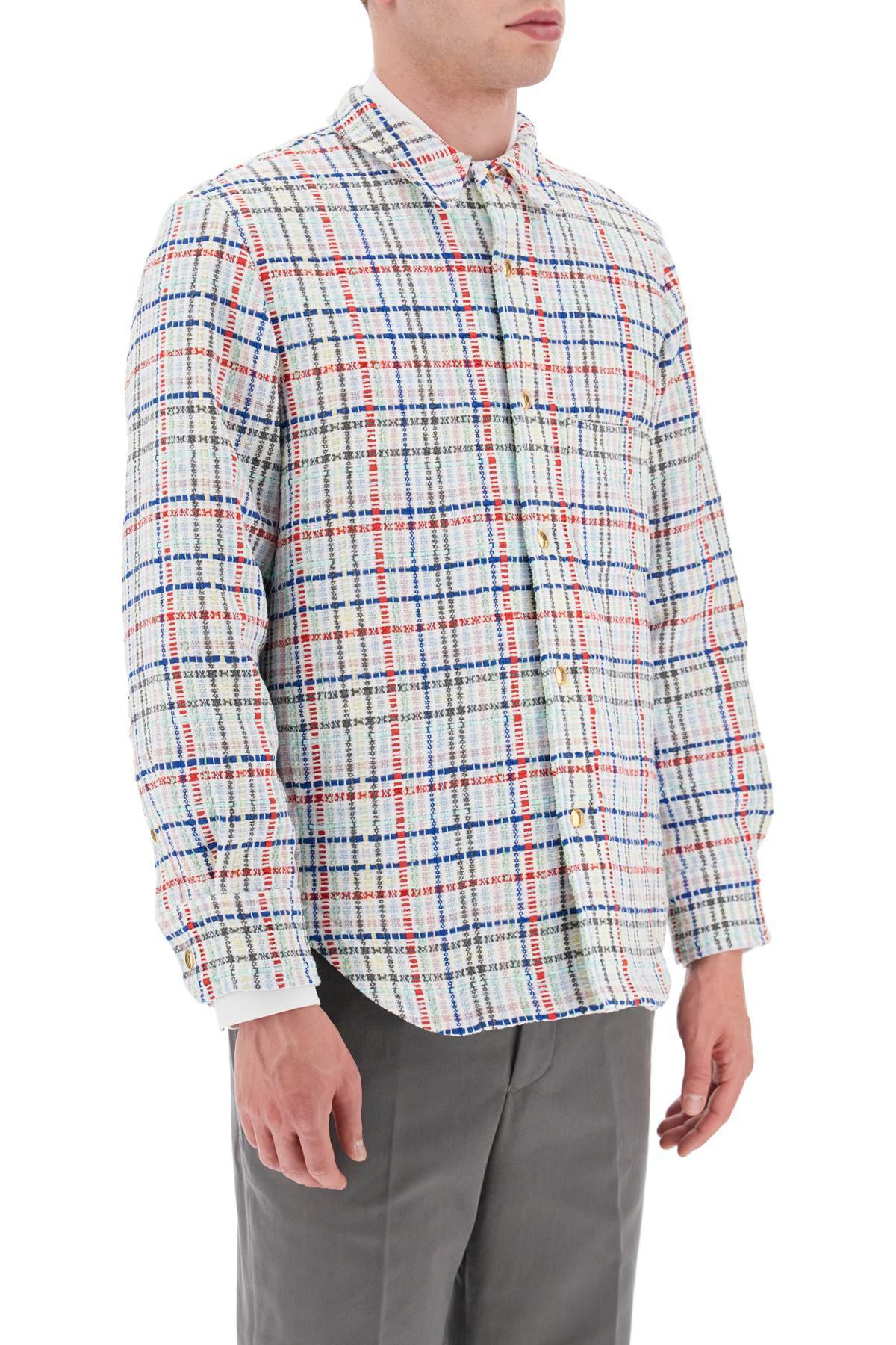 Shop Thom Browne Multicolor Gingham Tweed Shirt Jacket
