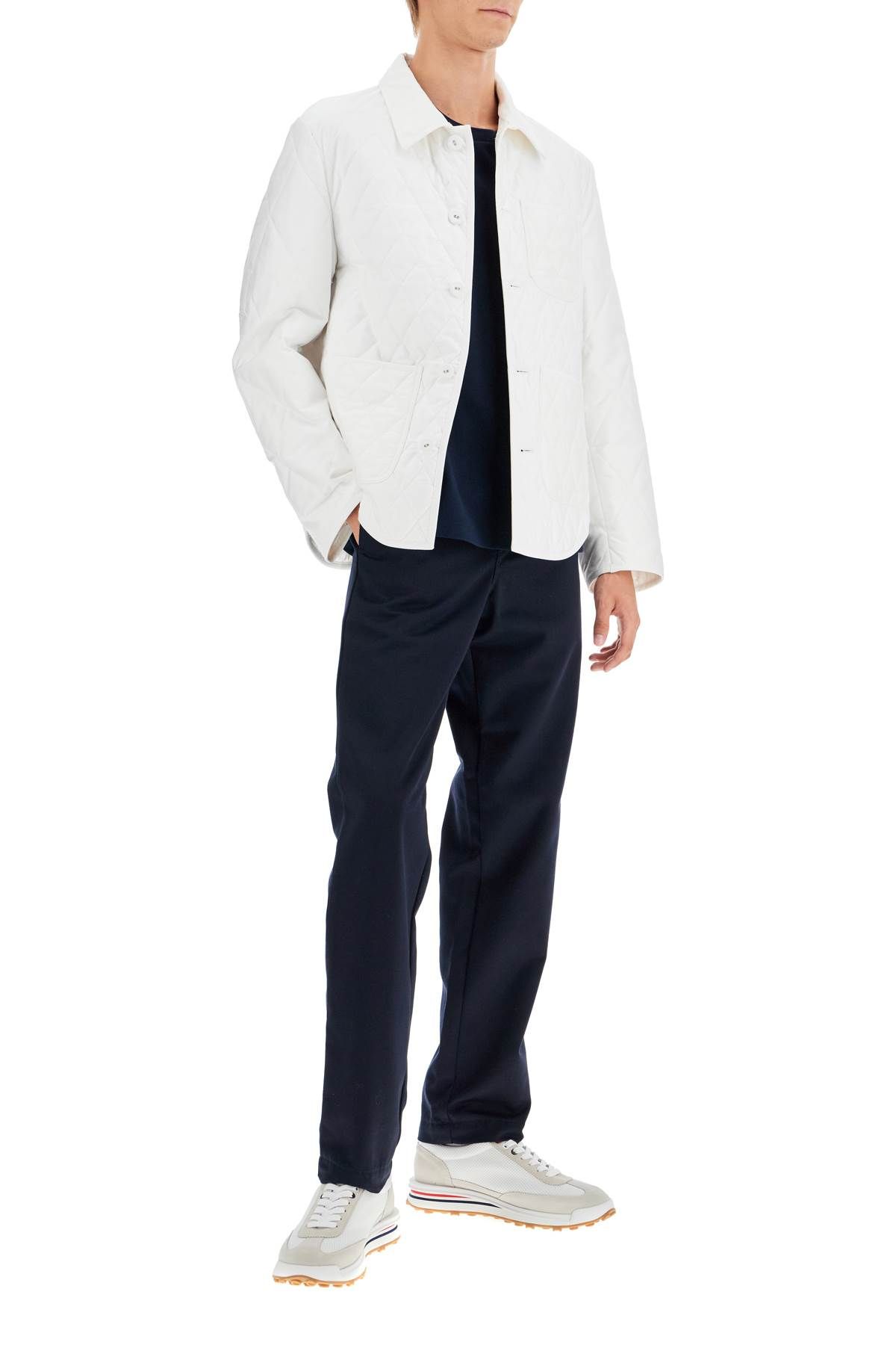 Shop Thom Browne Lightweight Quilted Cotton Jacket In White