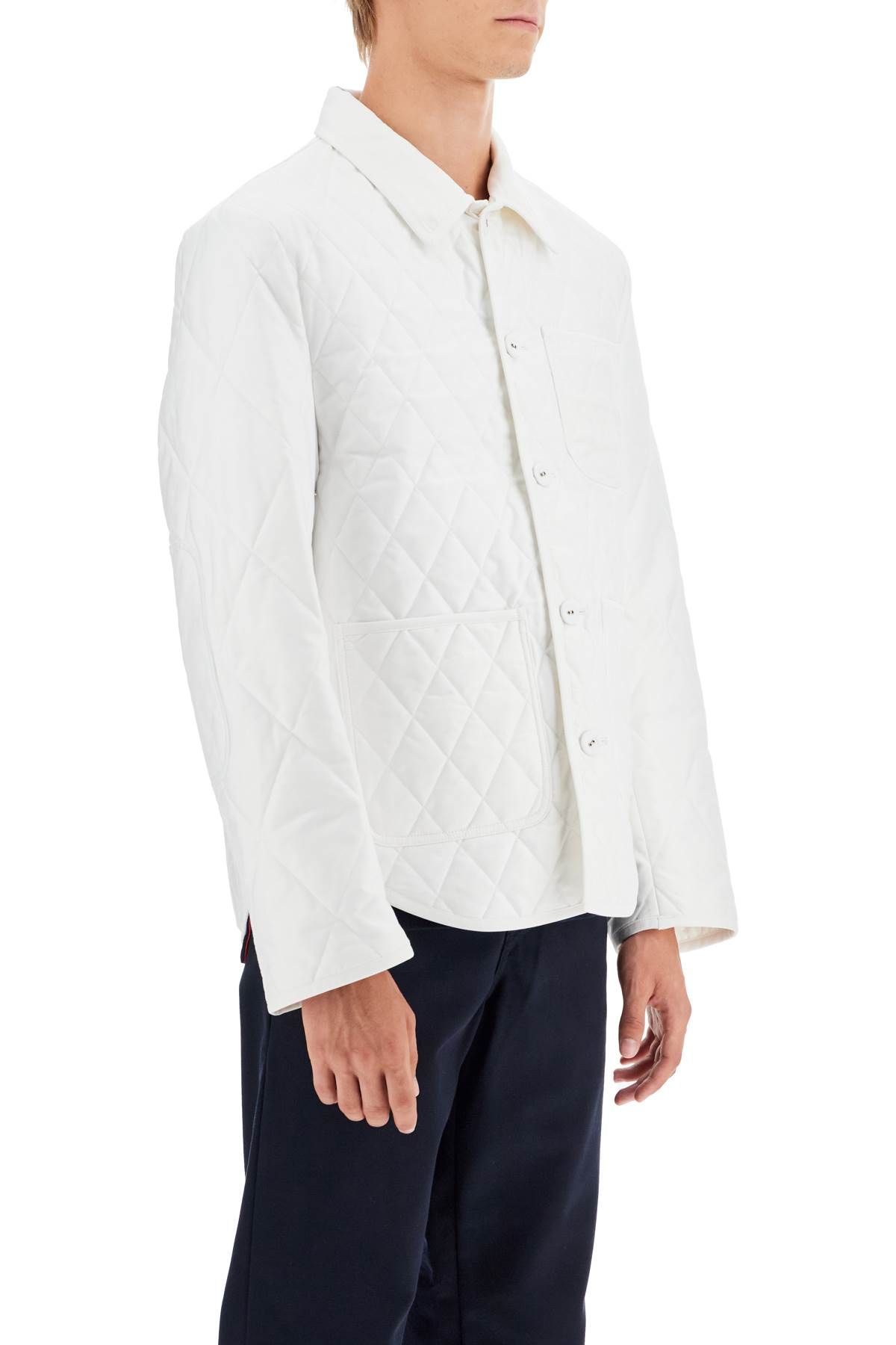 Shop Thom Browne Lightweight Quilted Cotton Jacket In White