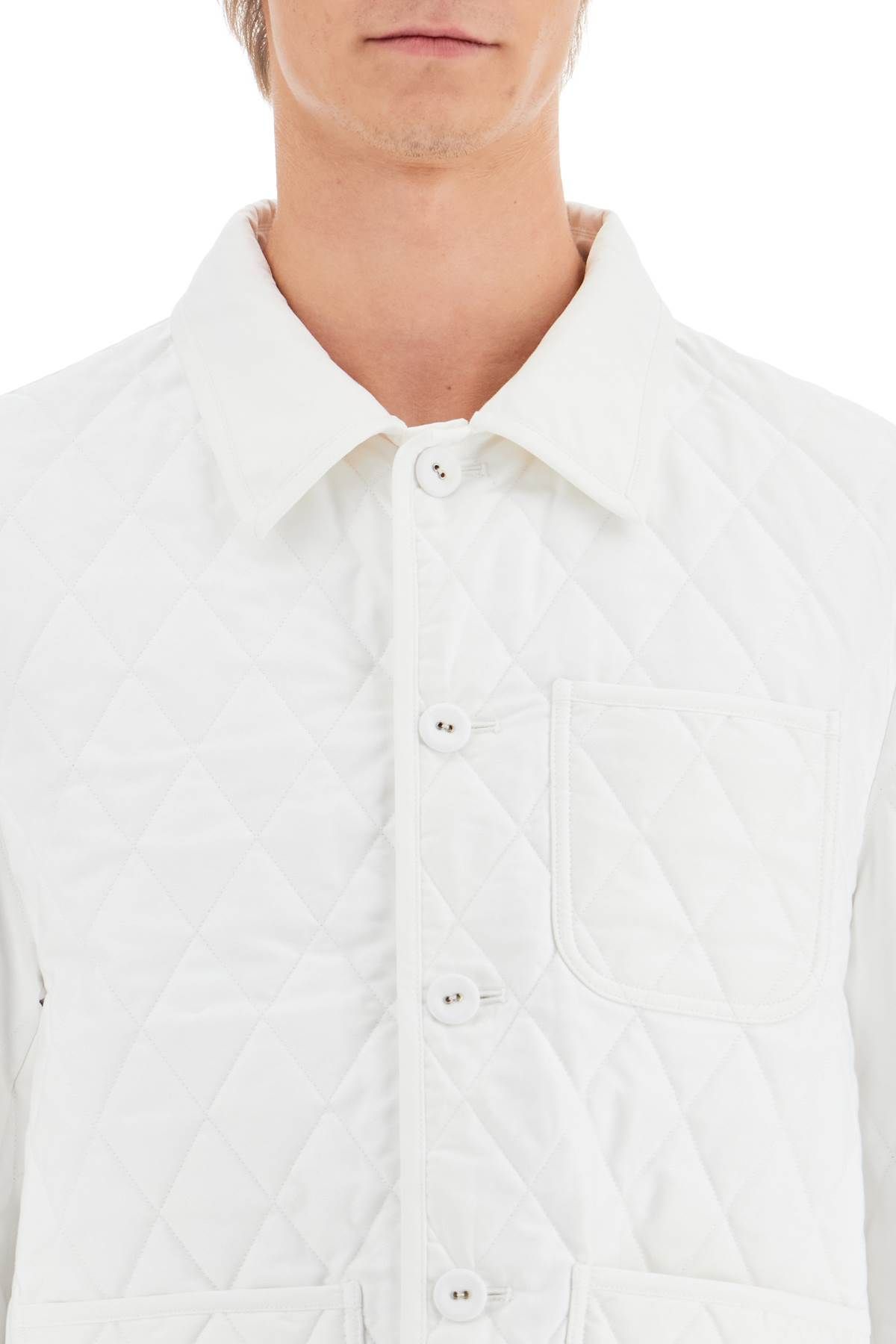 Shop Thom Browne Lightweight Quilted Cotton Jacket In White